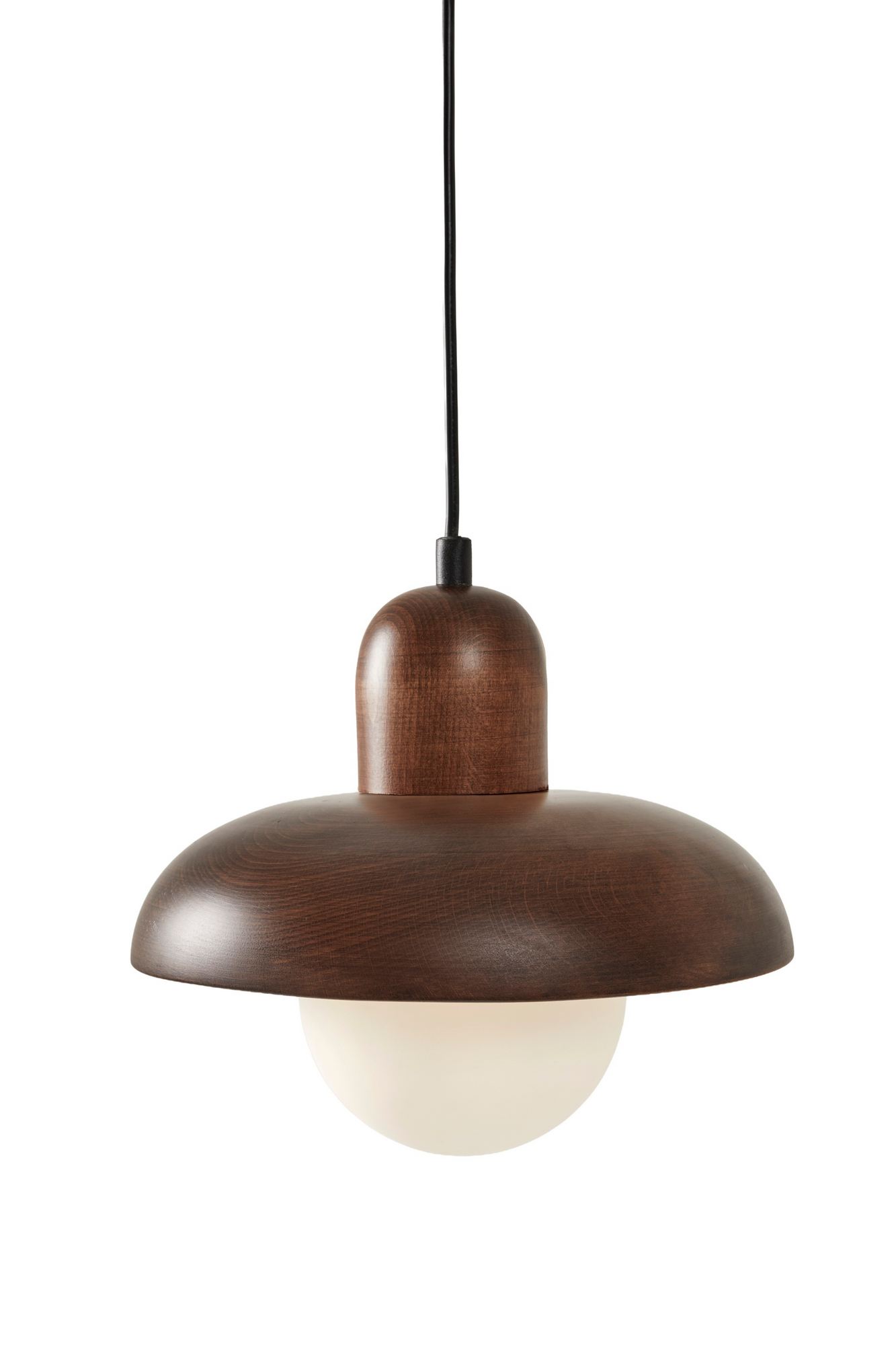 Lampada a sospensione a mano legno di noce marrone