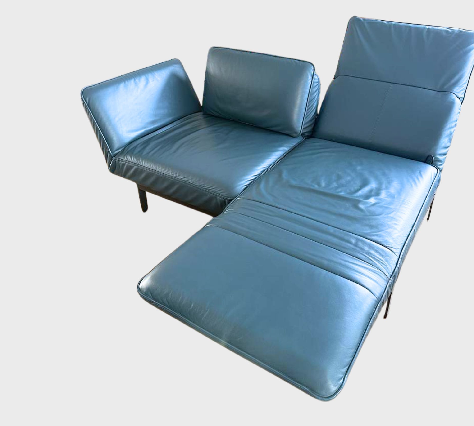 Sofa Leder Metall Petrol