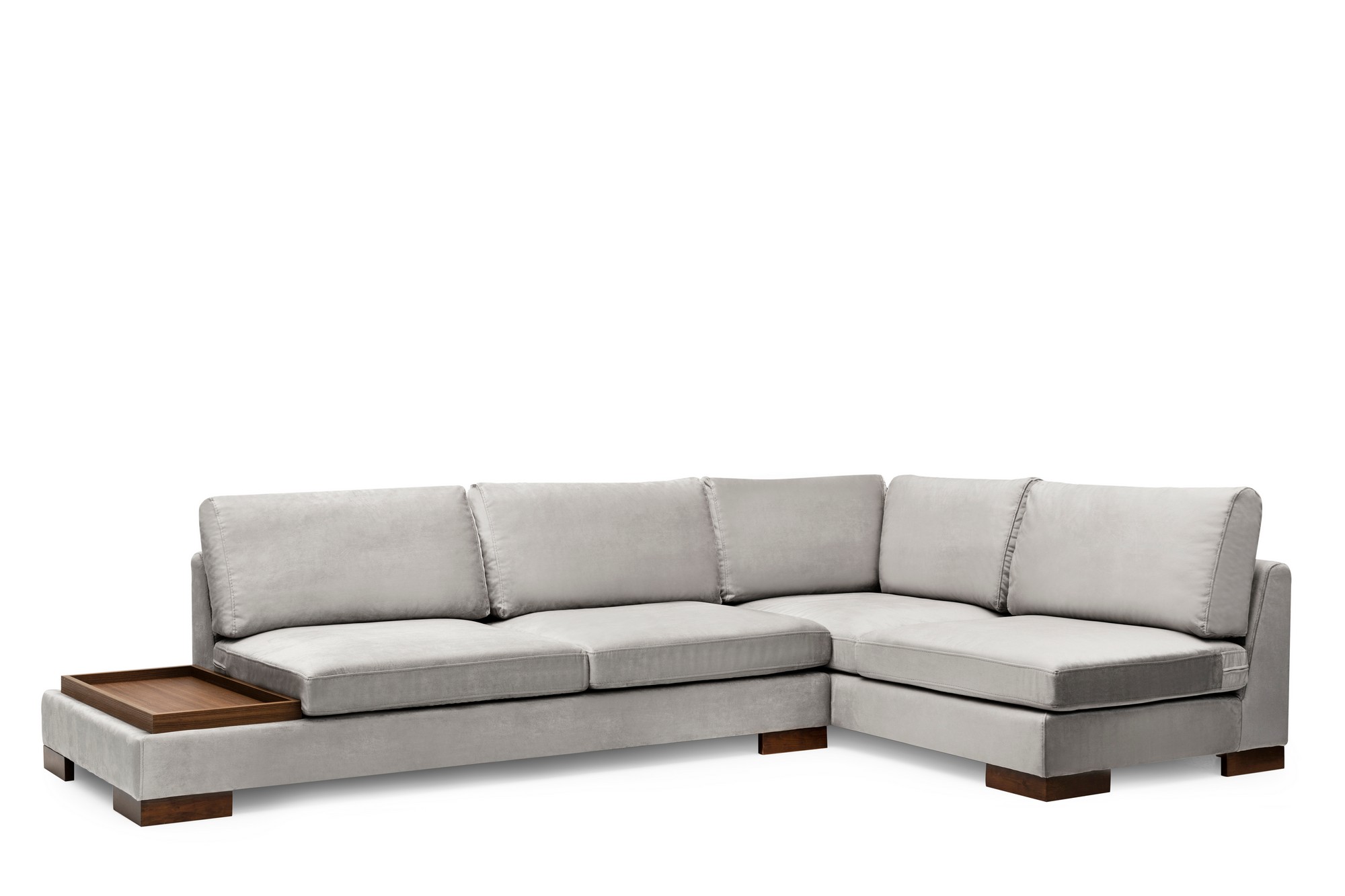 Tulip Ecksofa Rechts mit Hocker Hellgrau