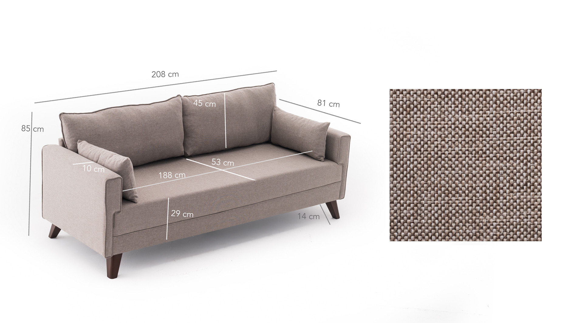 Bella Sofa 3-Sitzer Creme