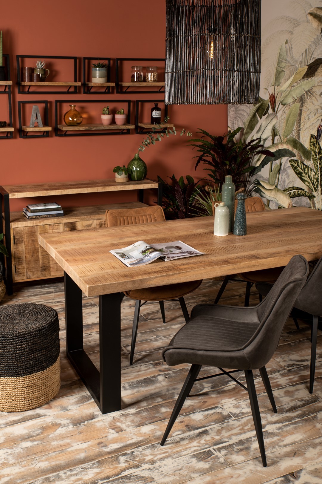Rechteckige Portland Tischplatte Mangoholz