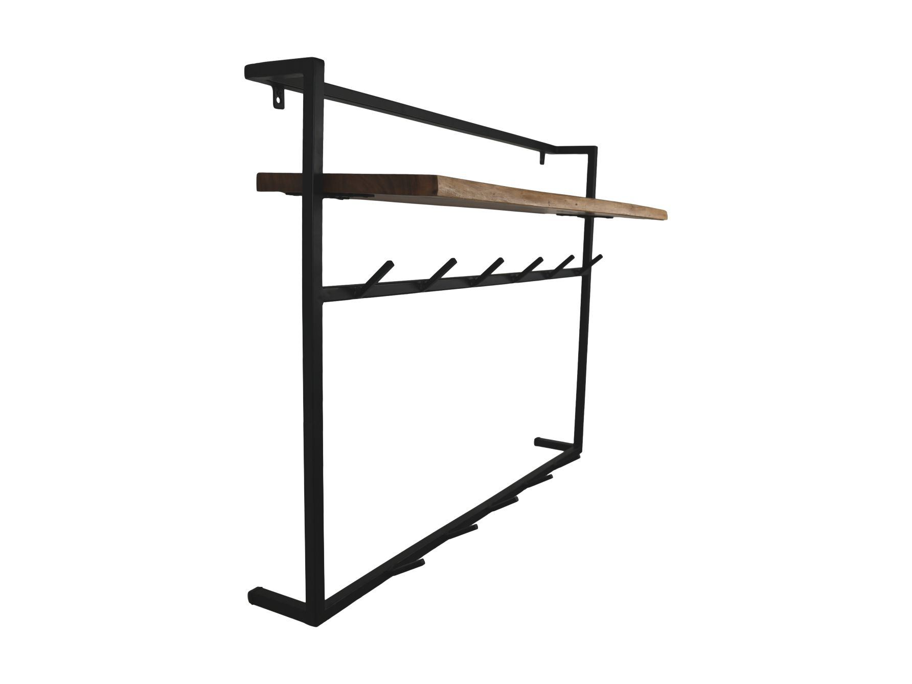 Wandgarderobe mit Regal Akazienholz Metall