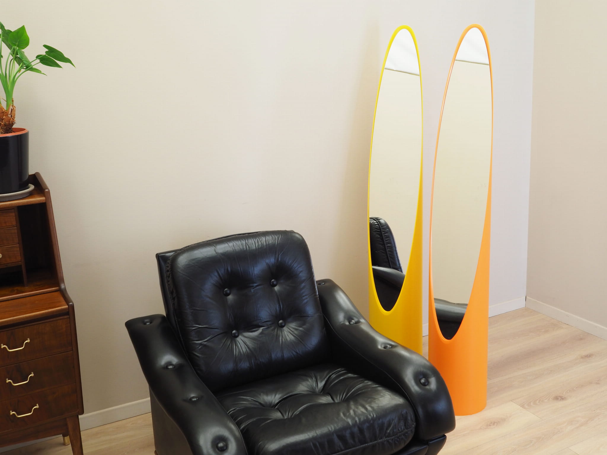 Armchair Faux Leather Black 1980s