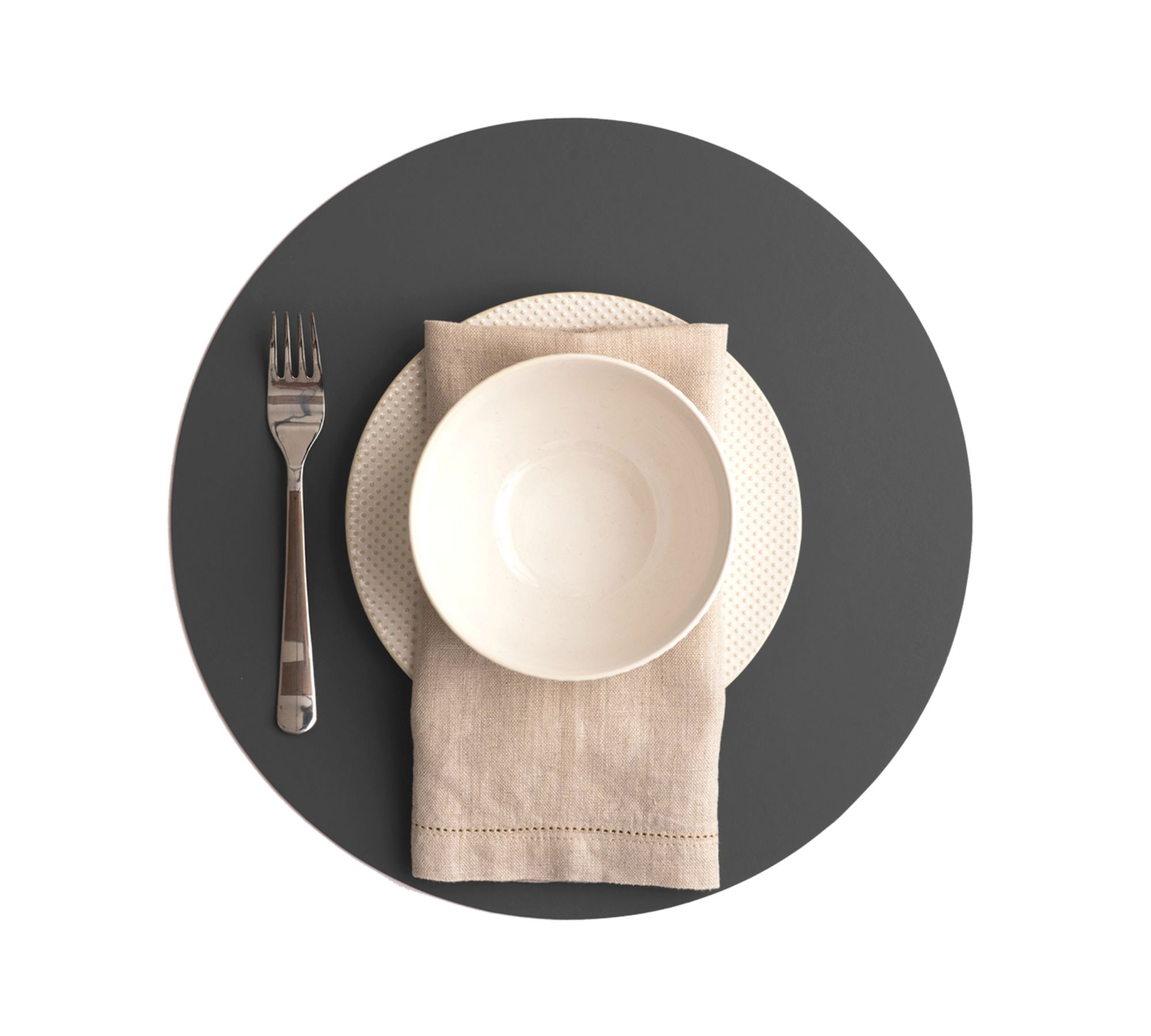 Rundes Tischset Ruca 100% Recyceltes Leder Grau