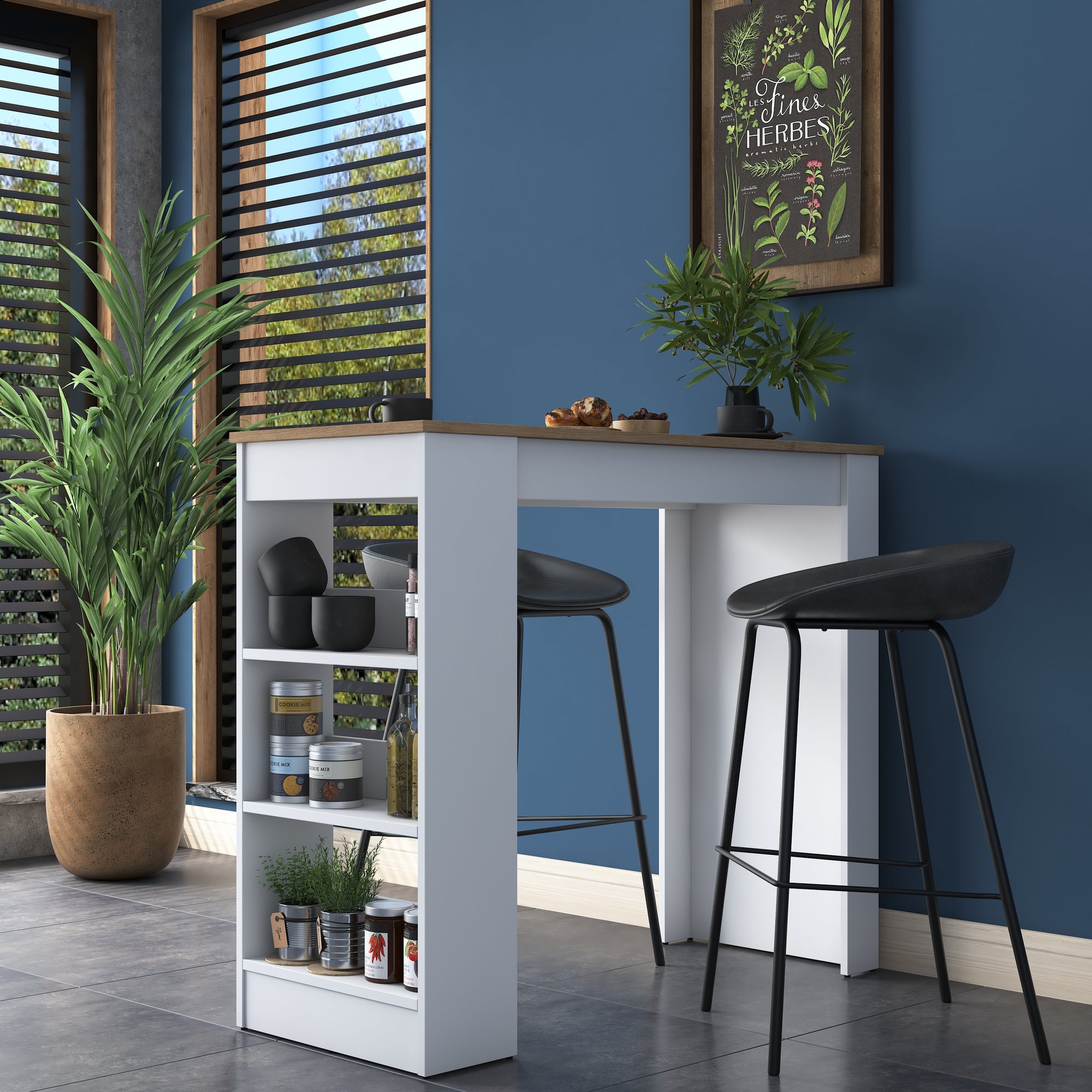 Bar table walnut brown white