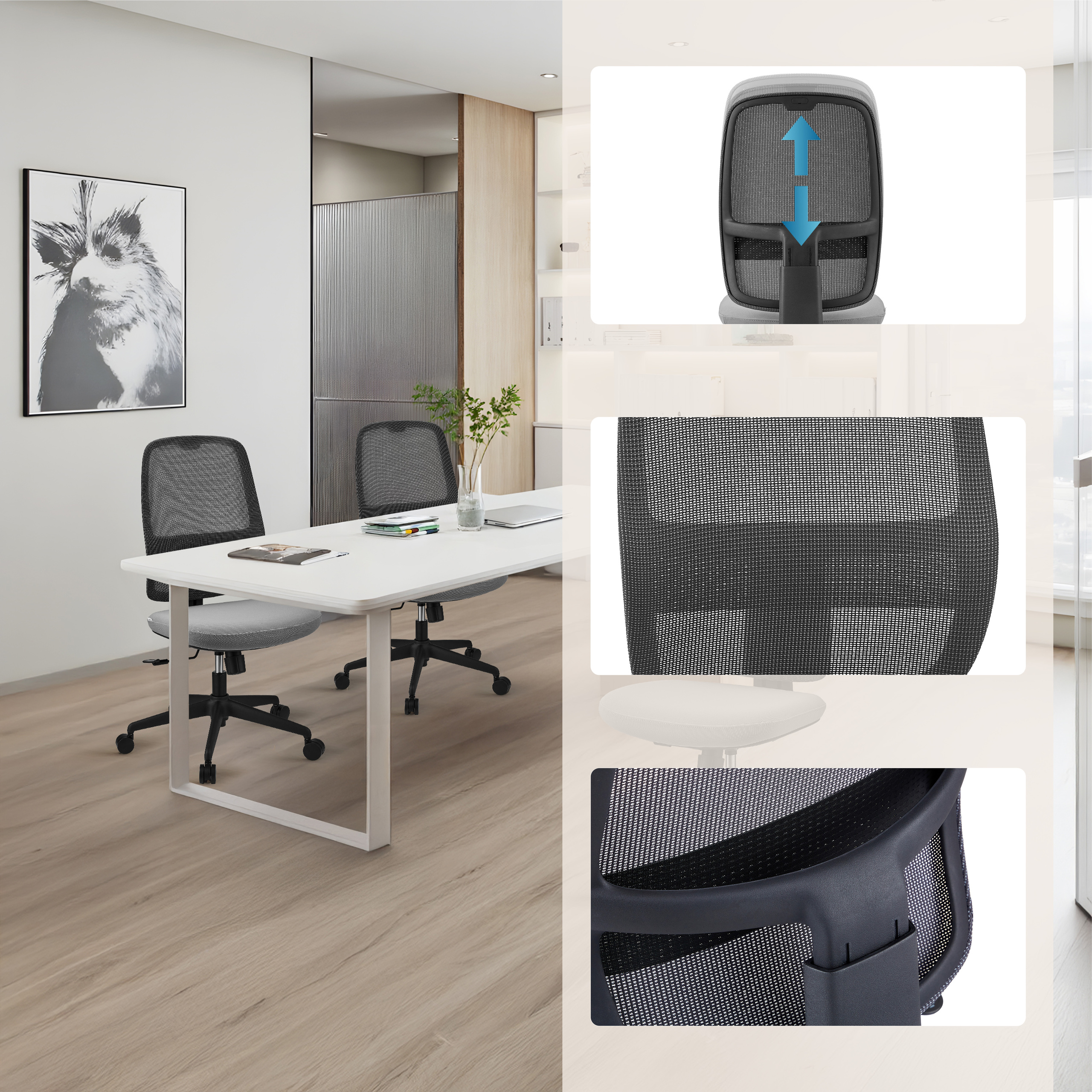 Minoro B Bürostuhl Netzstoff Grau