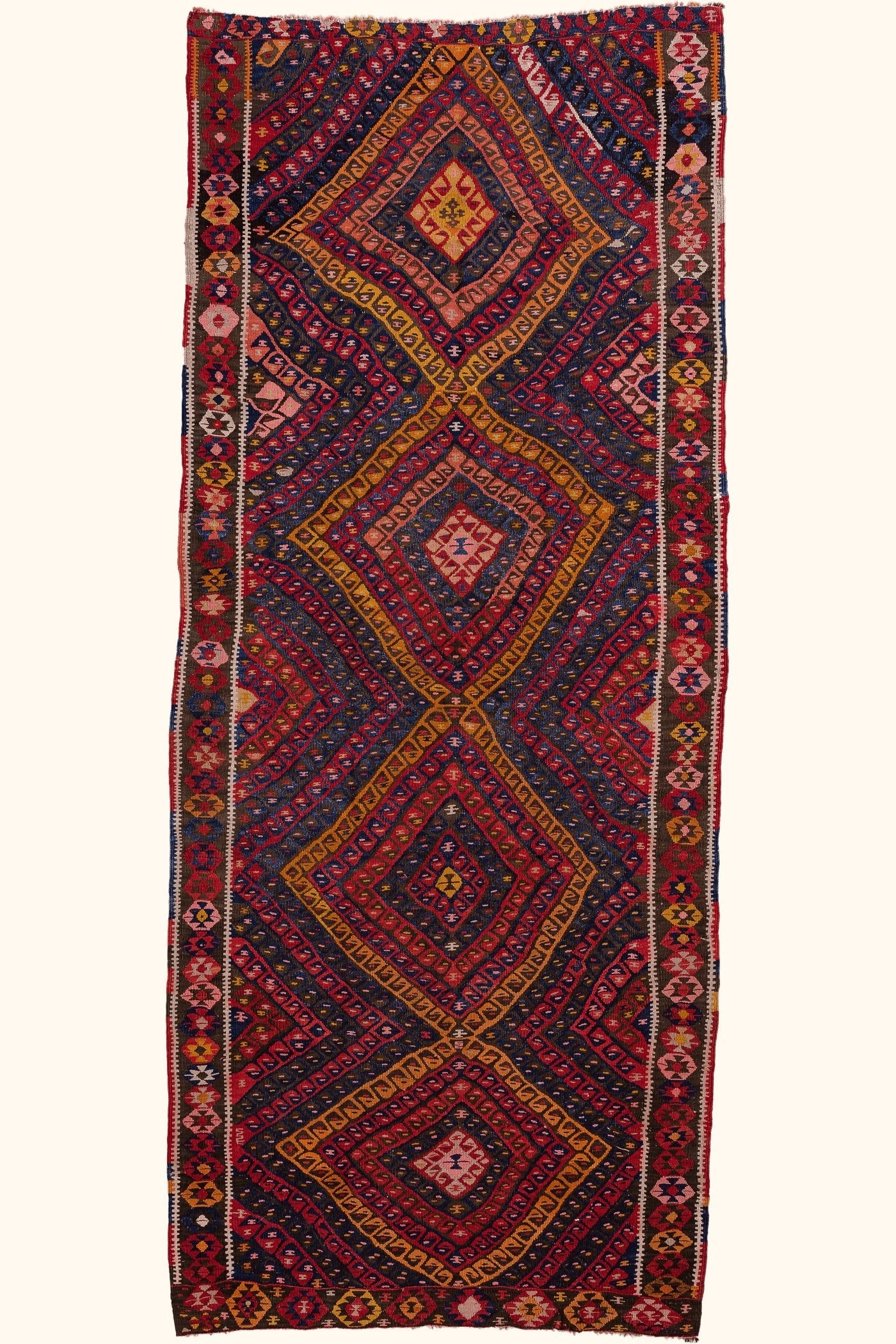 Vintage Kilim Teppich Wolle Mehrfarbig