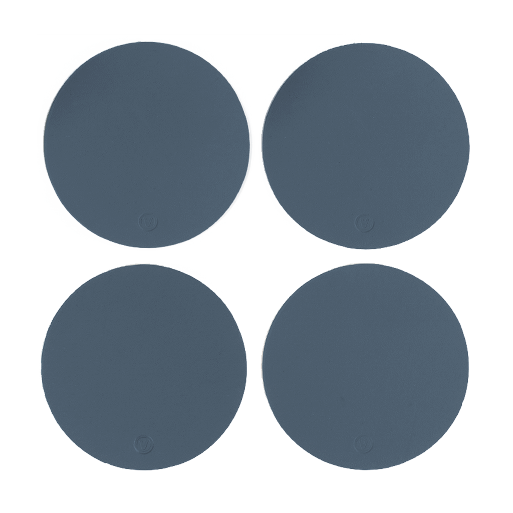 4x Coasters Round 100% Recycled Leather Petrol