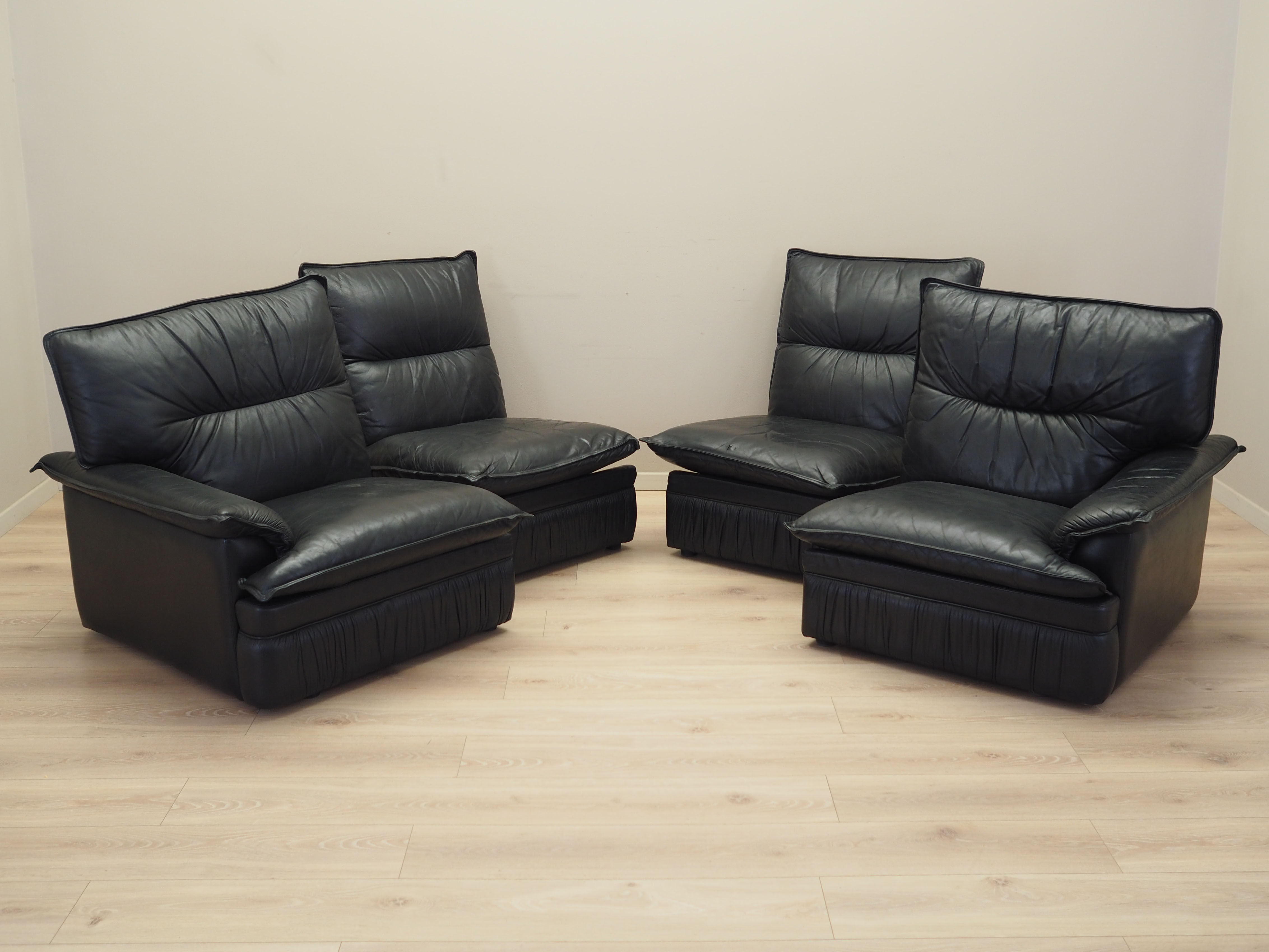Modulares Sofa Leder Schwarz 1960er Jahre