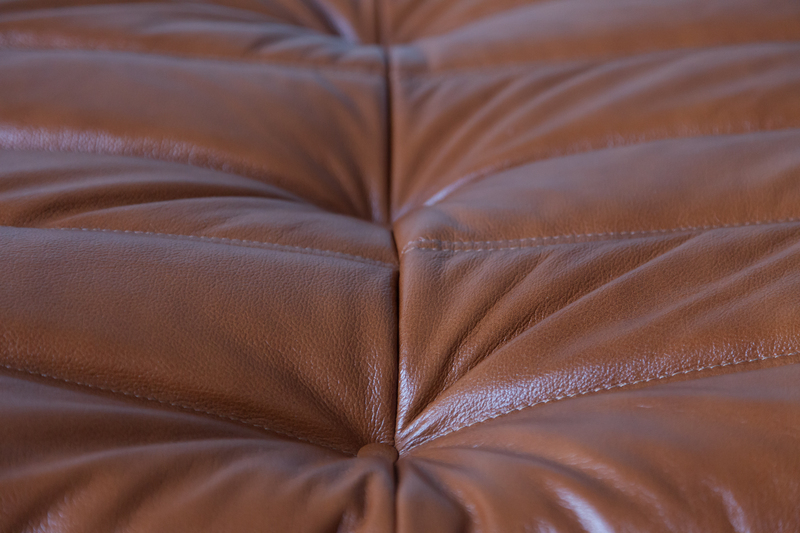 Togo Ottoman High Gloss Leather Whiskey Brown