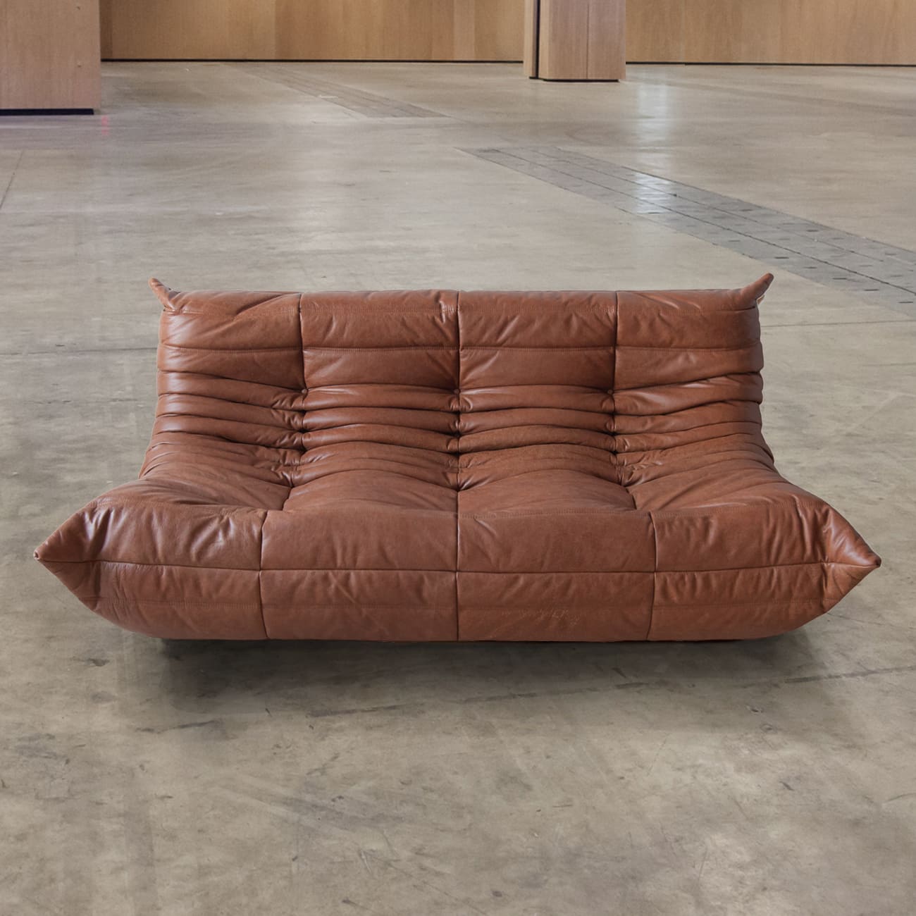 Togo Sofa 3-Sitzer Pull-Up-Leder Kieferbraun