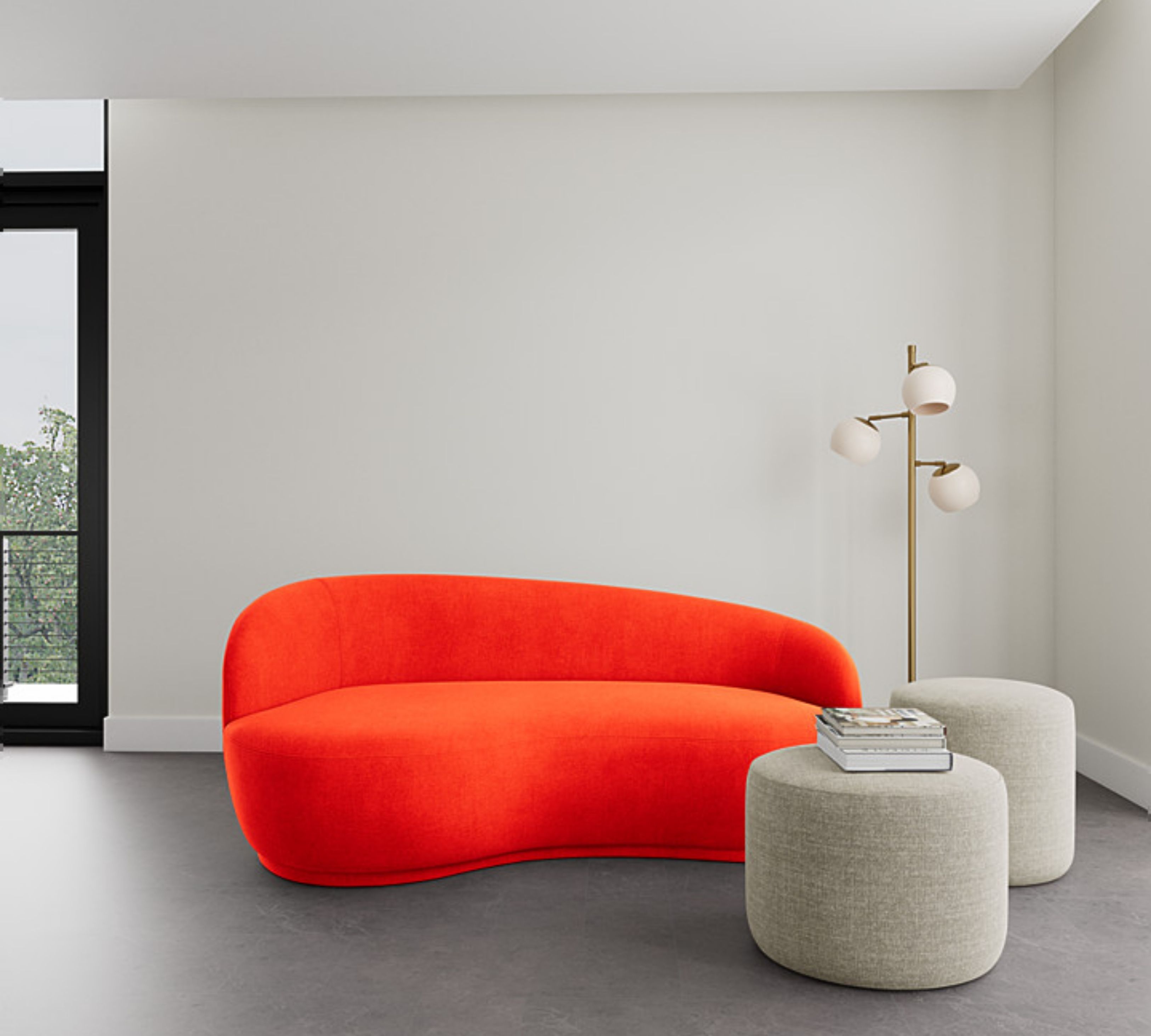 Rose Sofa 2,5-Sitzer Moss Cherry