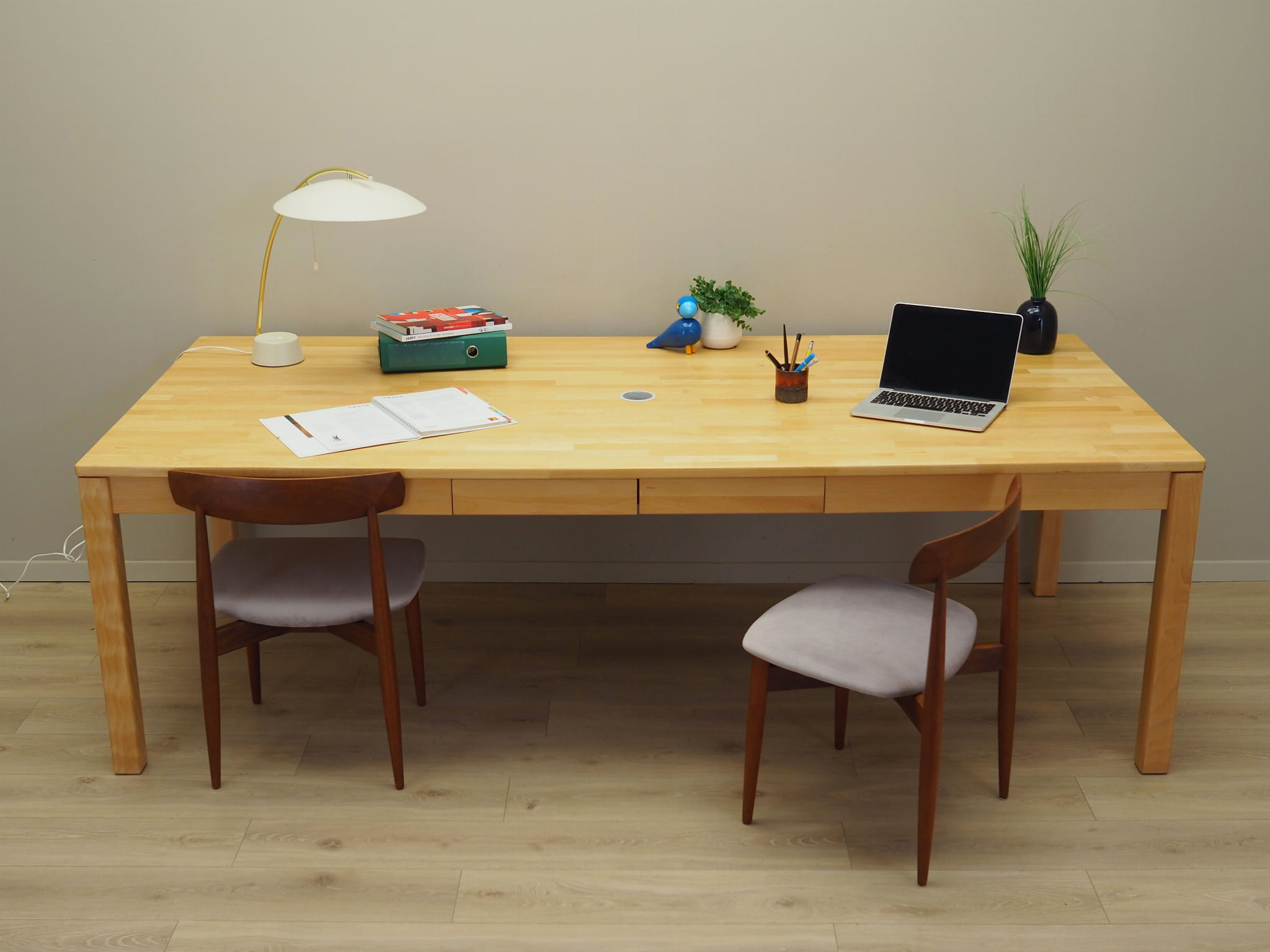 Vintage Desk Wood Beige 1980s