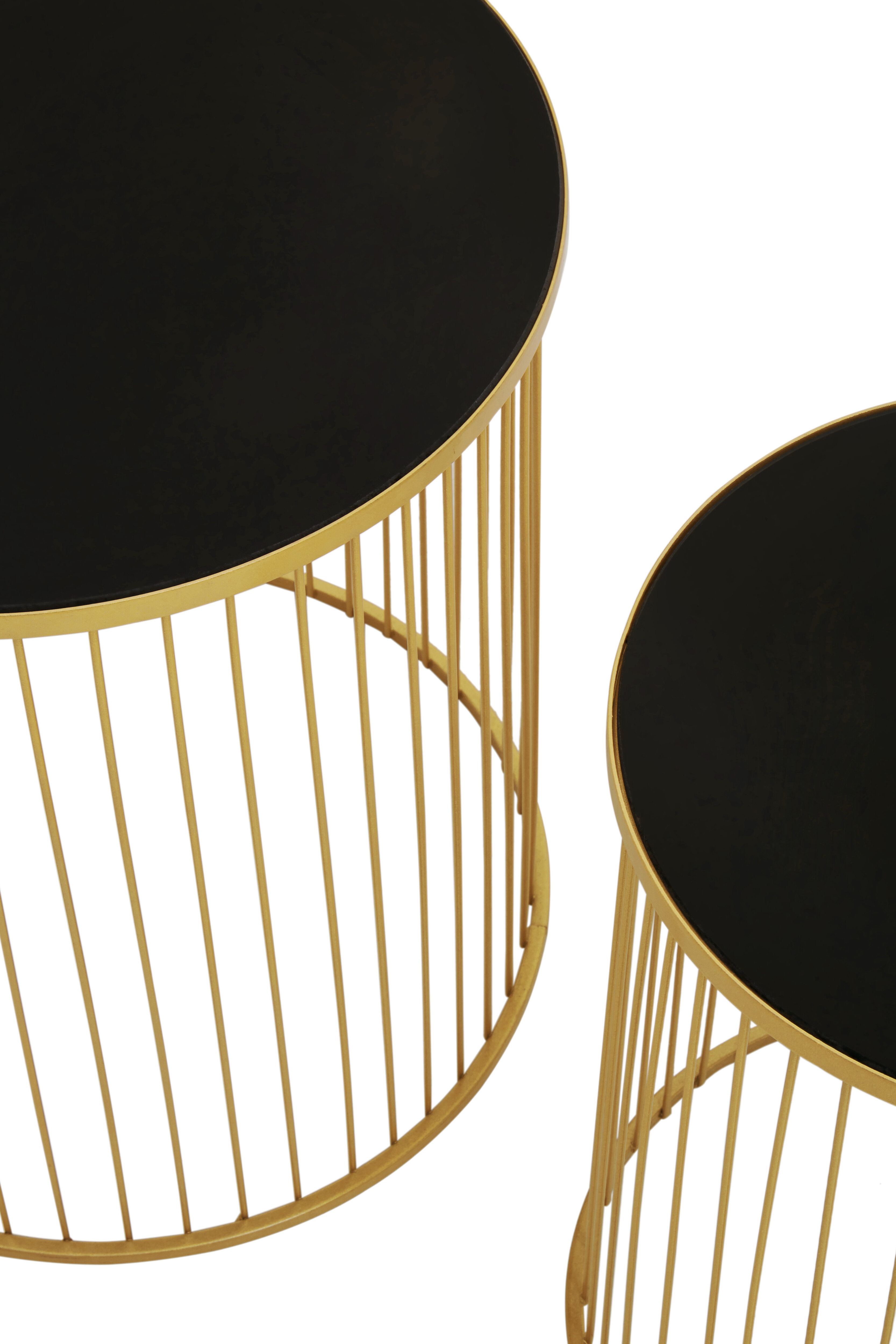 2x Avento Set aus zwei schwarz-goldenen Beistelltischen
