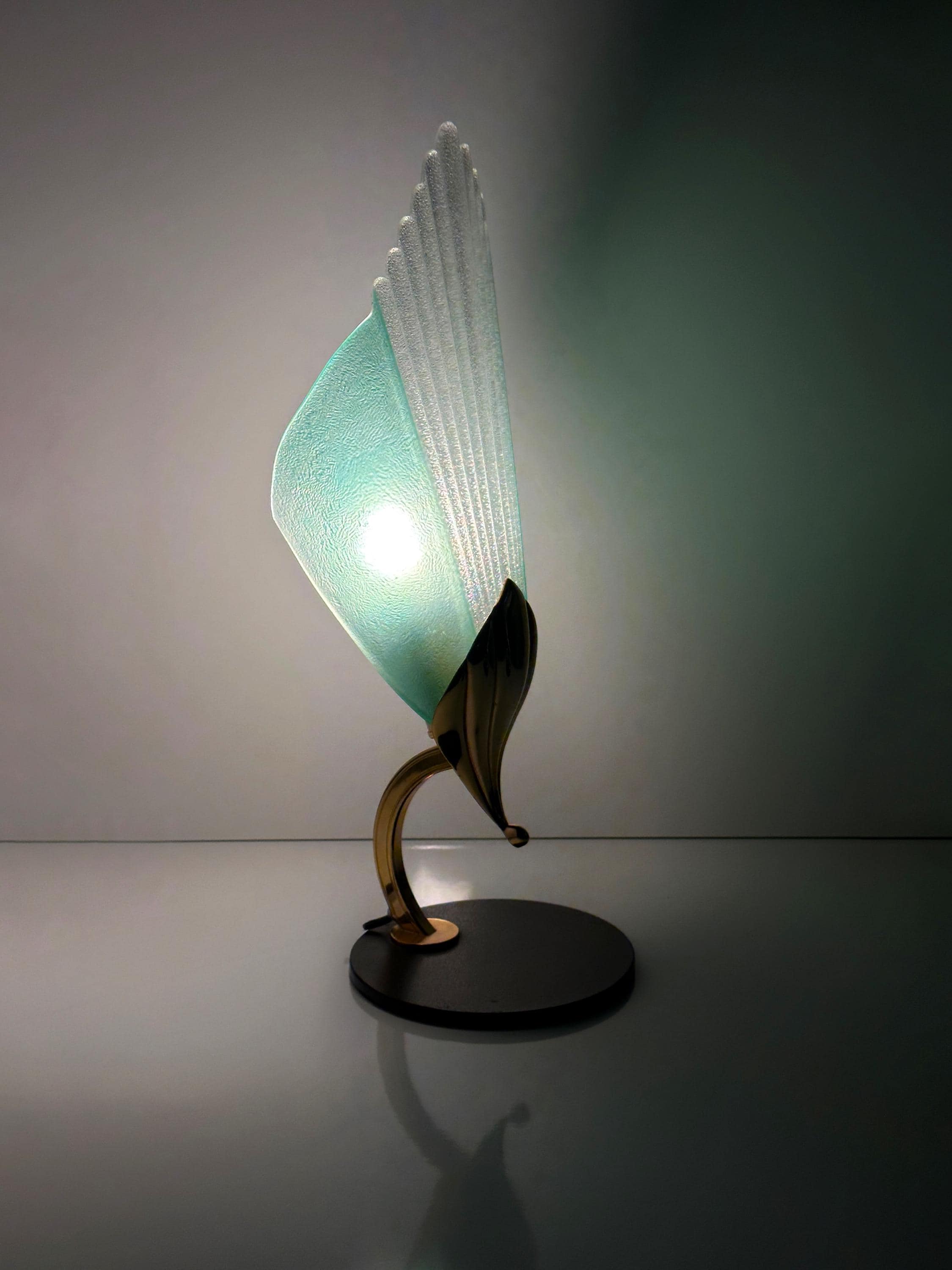 2x Vintage table lamp glass brass 1980s