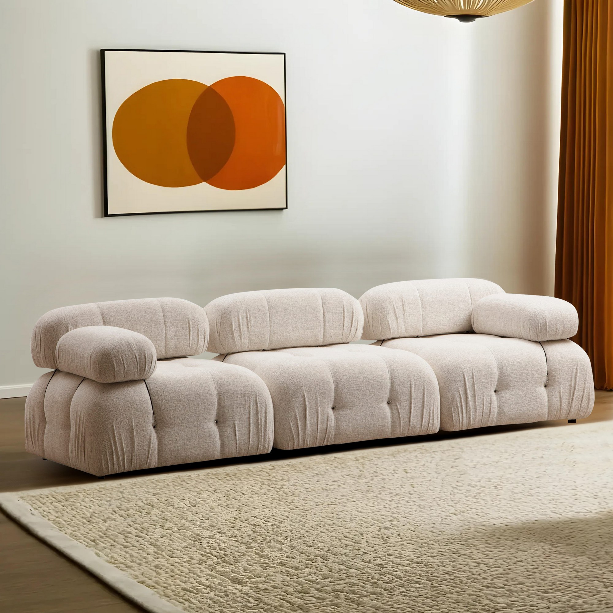 Sofa 3-Sitzer Bouclé Creme