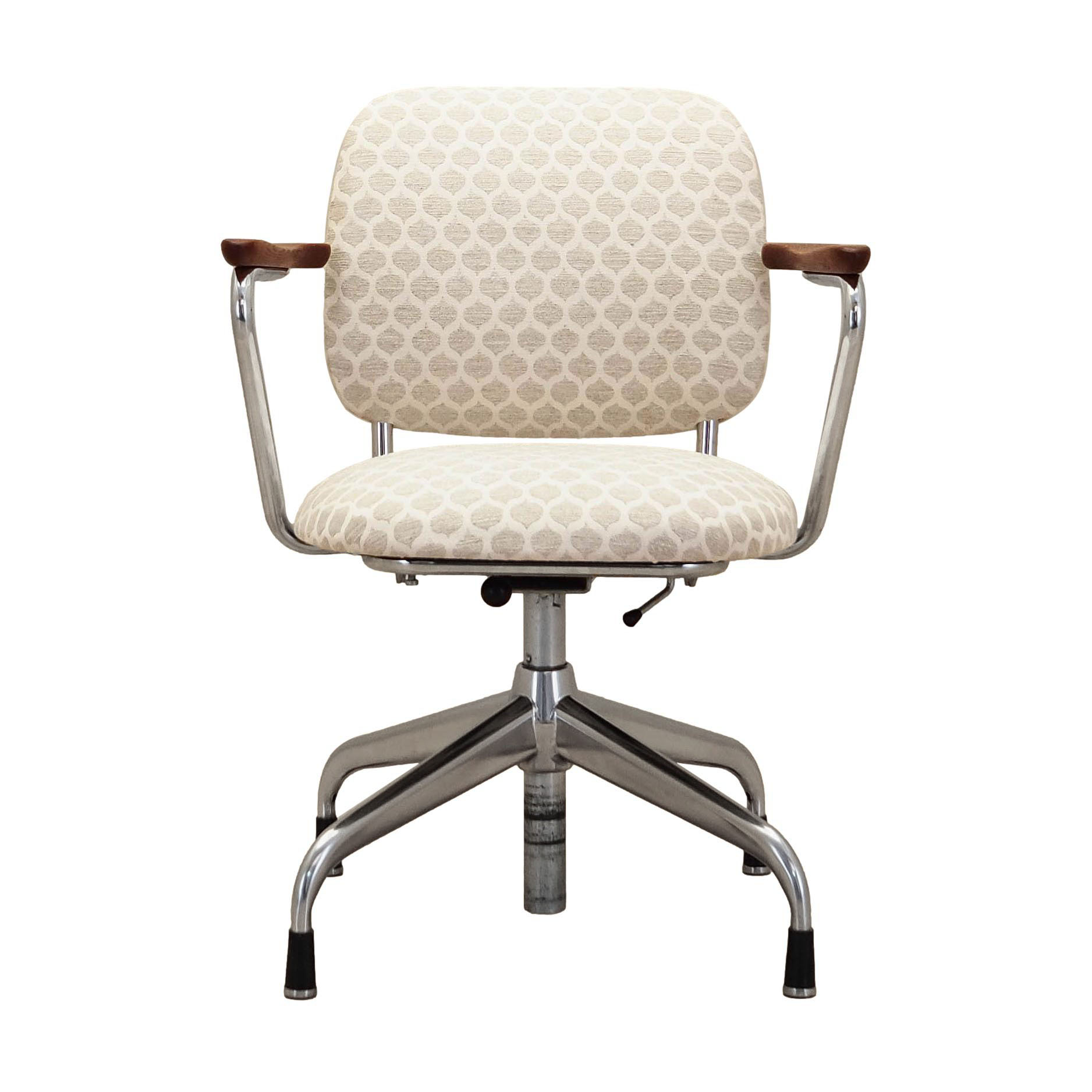 Drehstuhl Holz Metall Beige 1970er Jahre