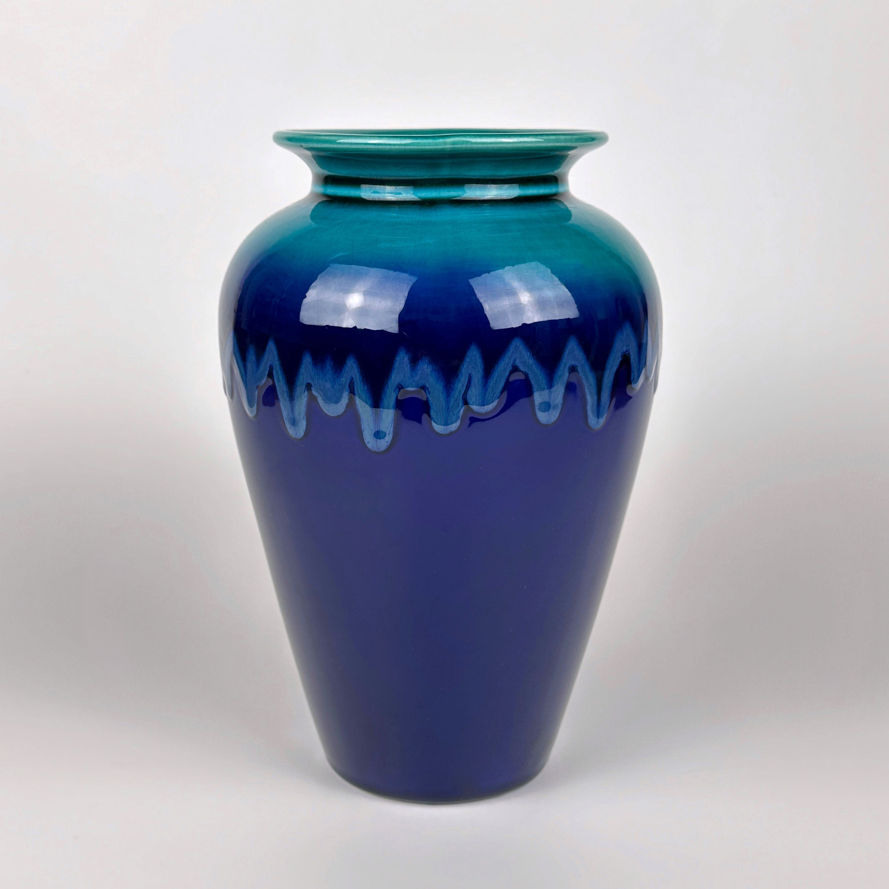 Fat Lava Vase Keramik Blau 1980er Jahre