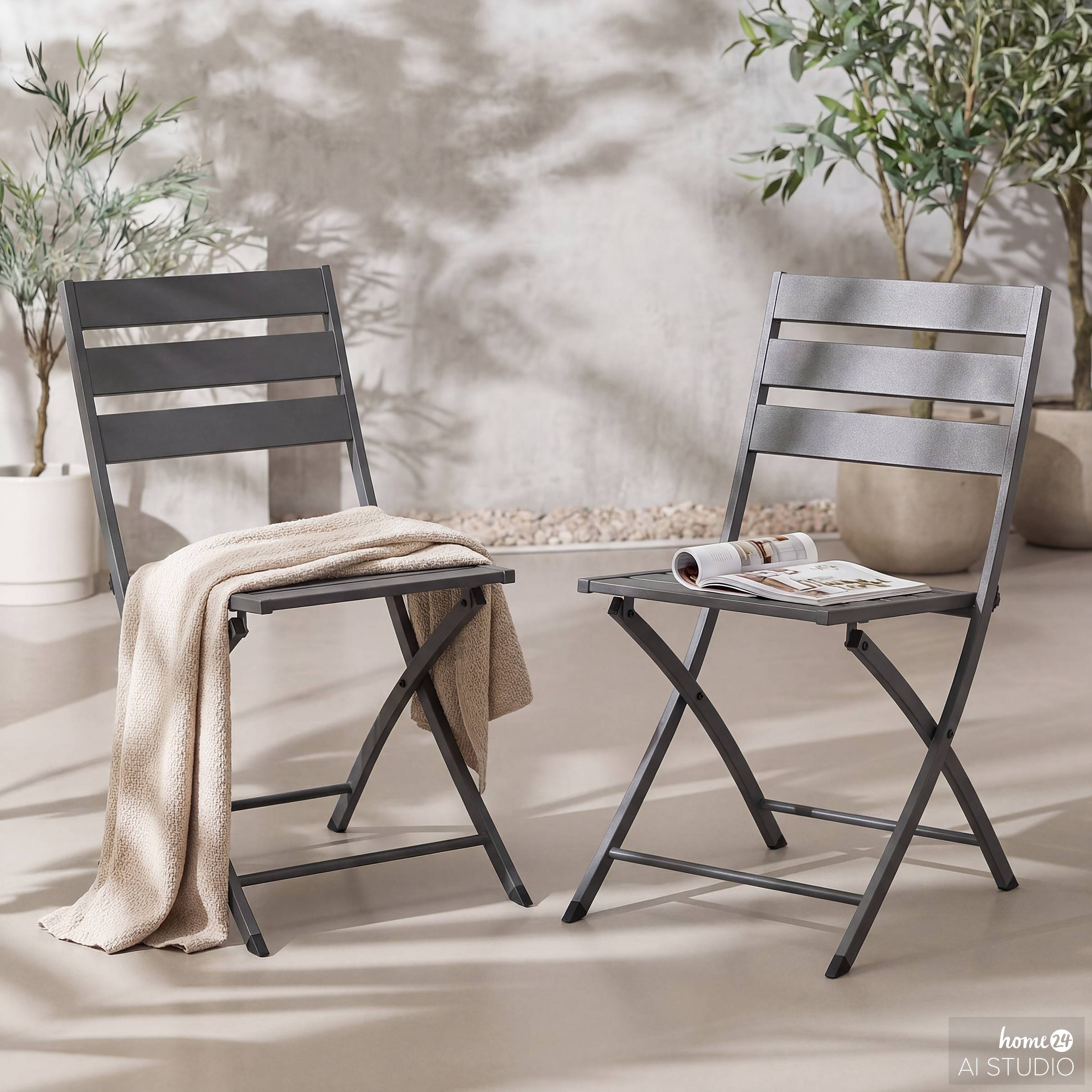 Folding chair Kovo set of 2 steel anthracite