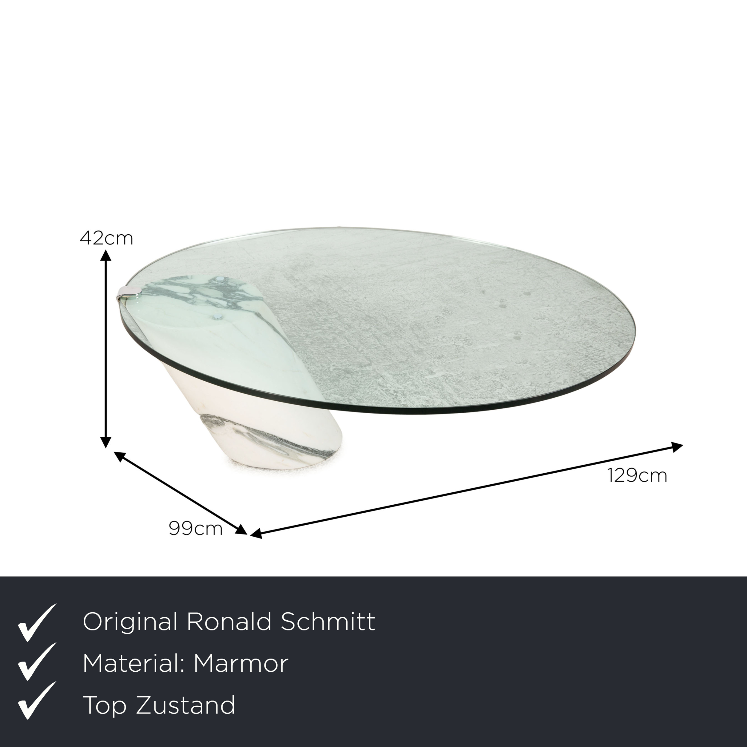 K1000 Couchtisch Glas Marmor Creme