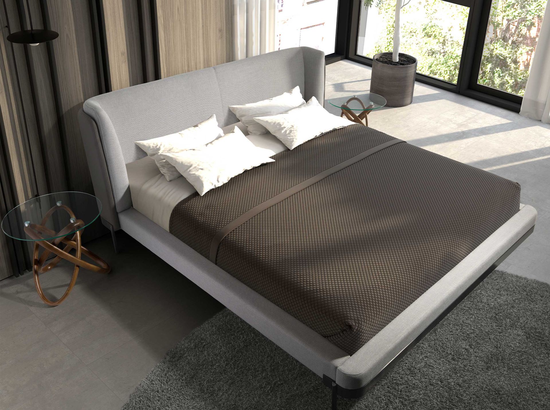 Round side table
Glass
Walnut veneer