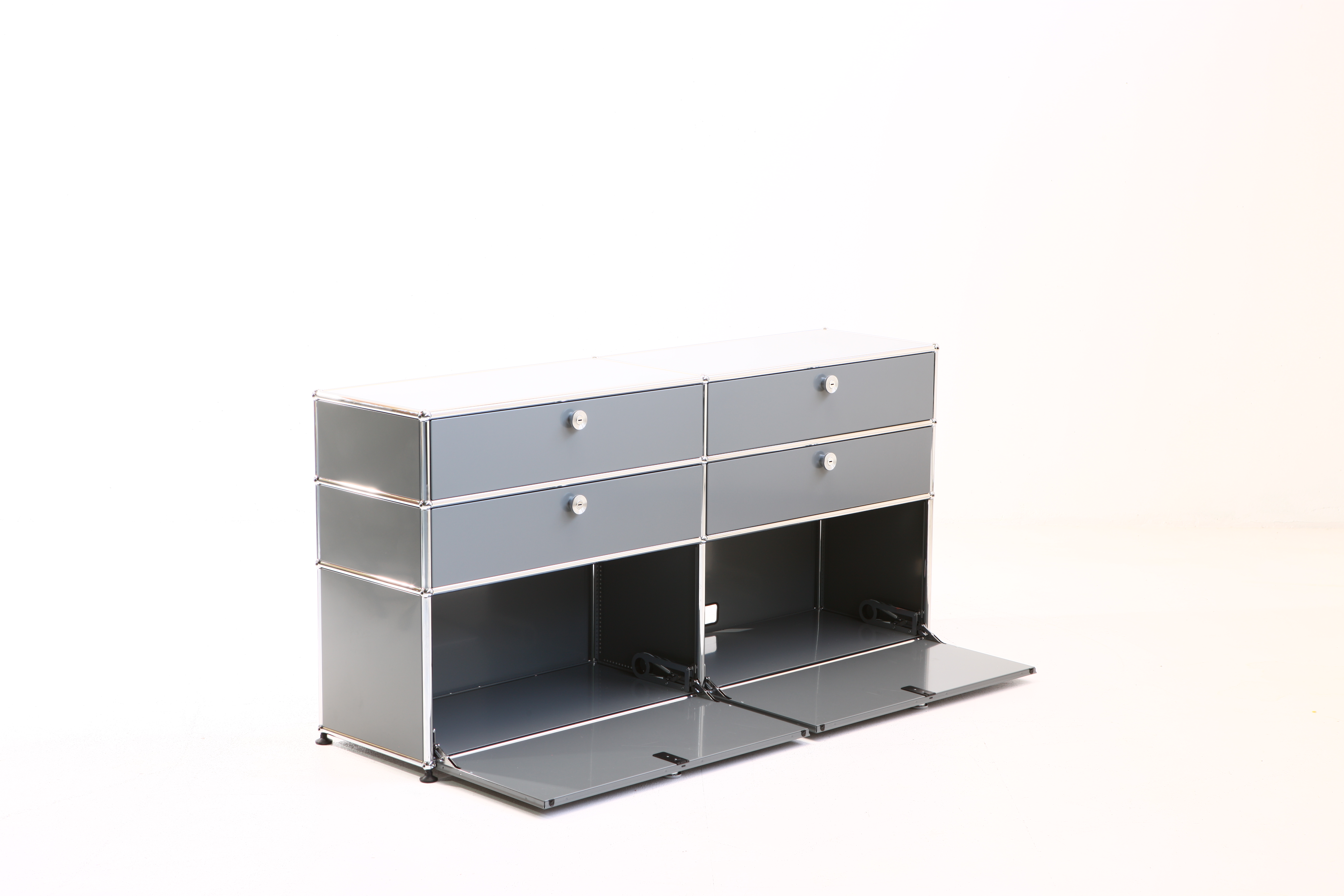 Sideboard 3x3 mit Flügeltüren & Schiebeschubladen Silbergrau