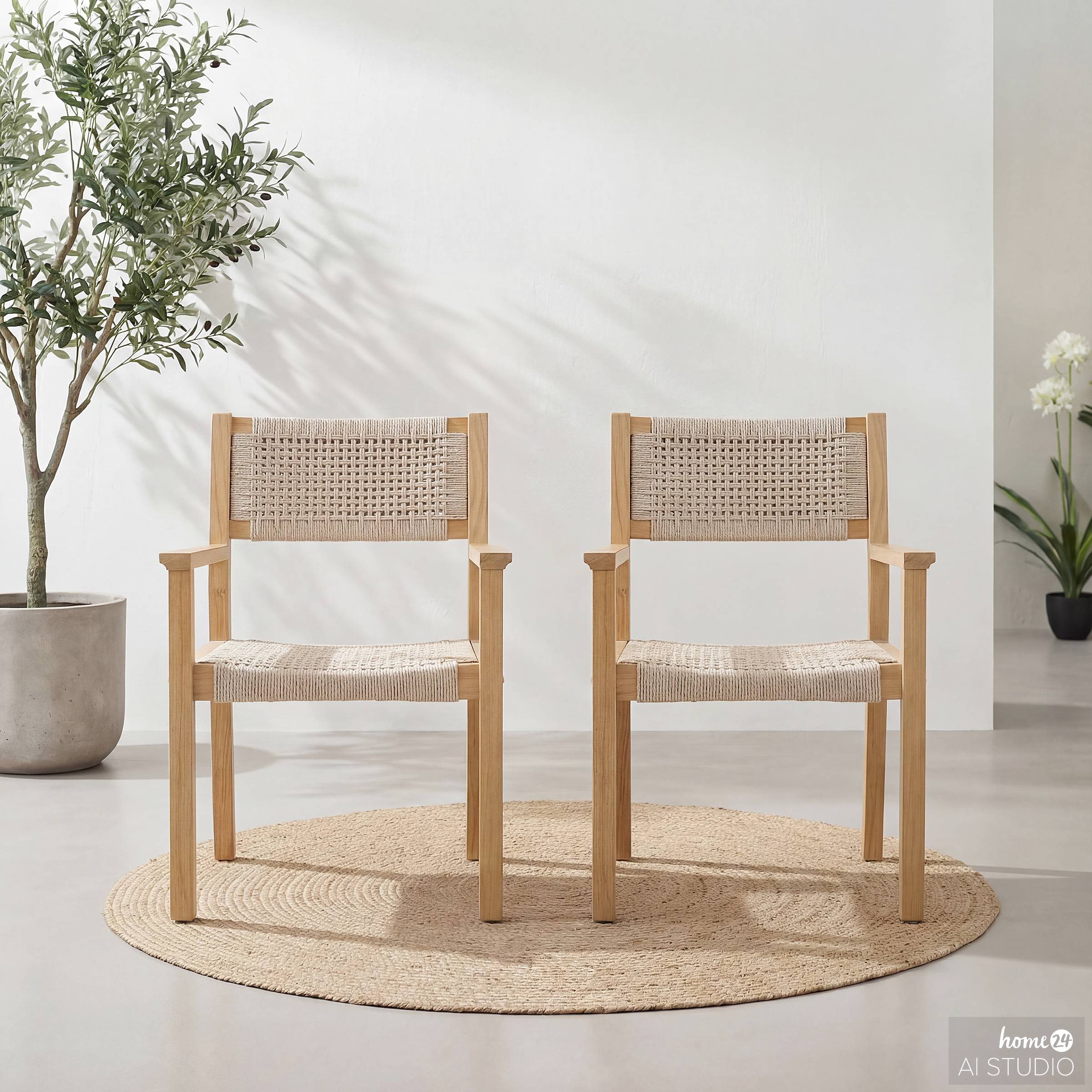 Gartenstuhl Zari 2er-Set Aluminium Akazie Massiv Anthrazit