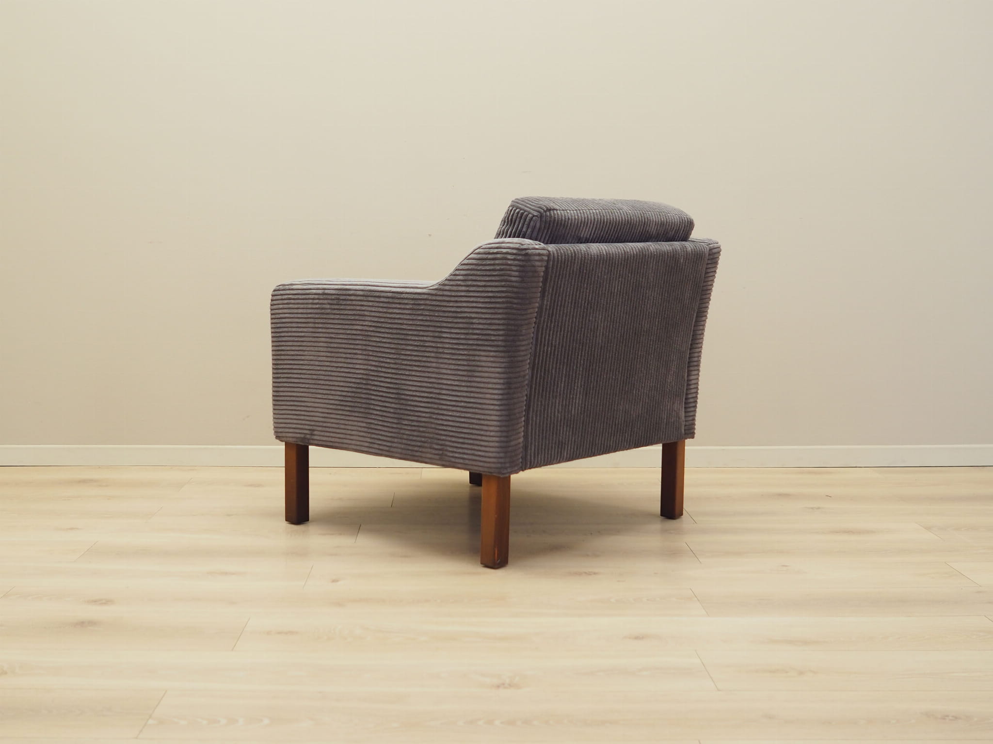 Vintage armchair beech wood velvet grey 1970s
