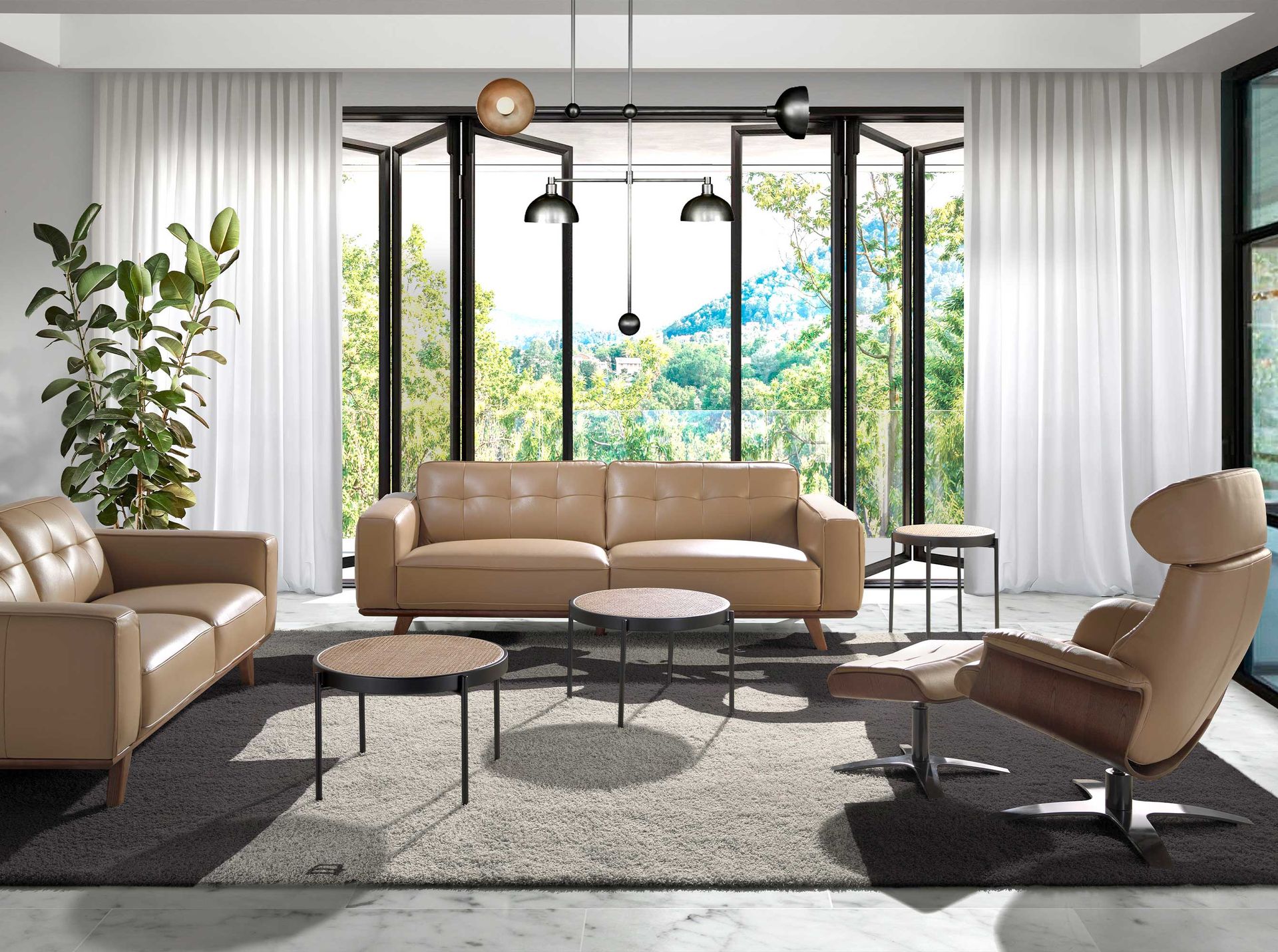 2109 Couchtisch Wiener Geflecht Edelstahl Braun