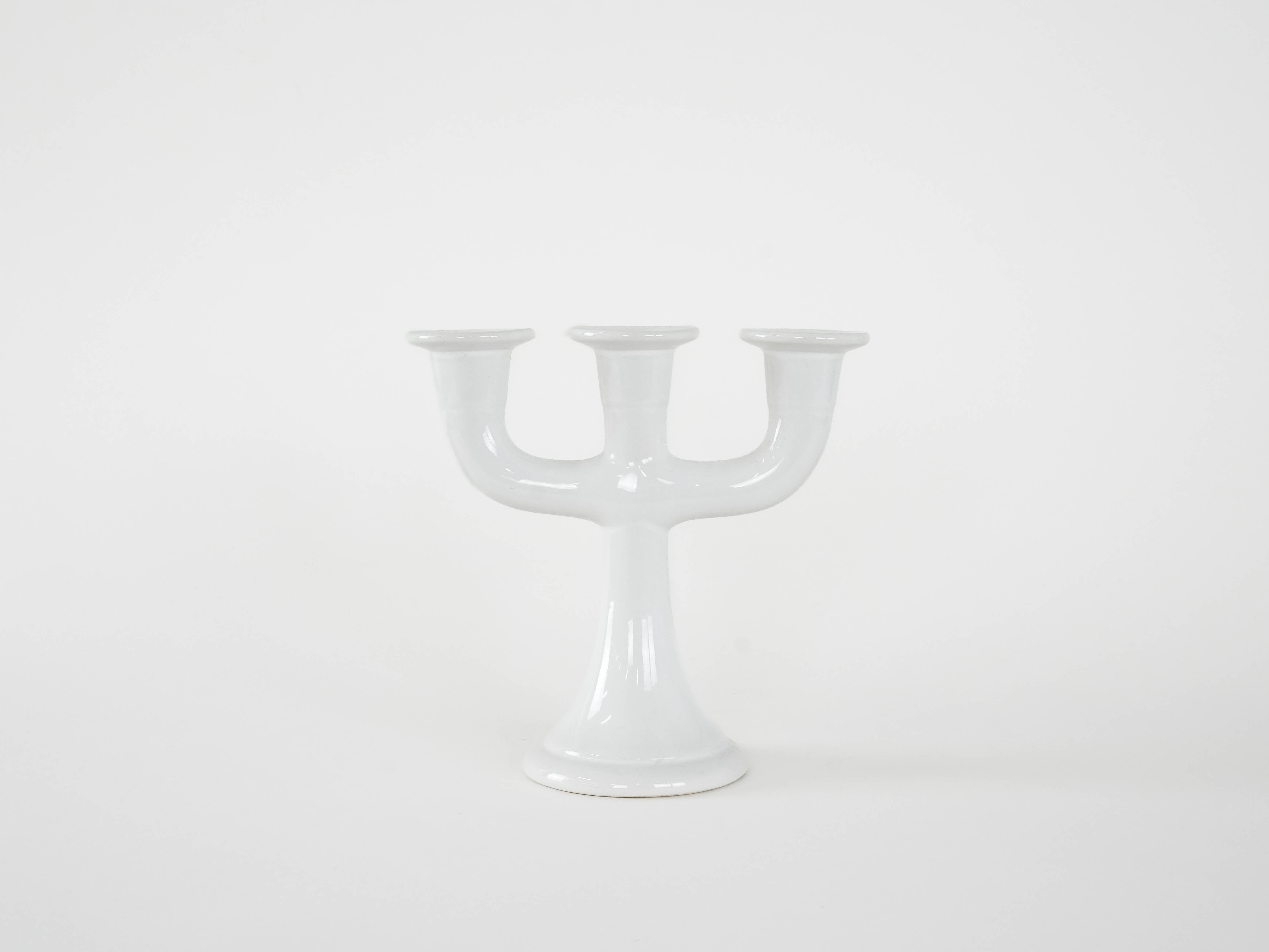 Candlestick Ceramic White 1970s
