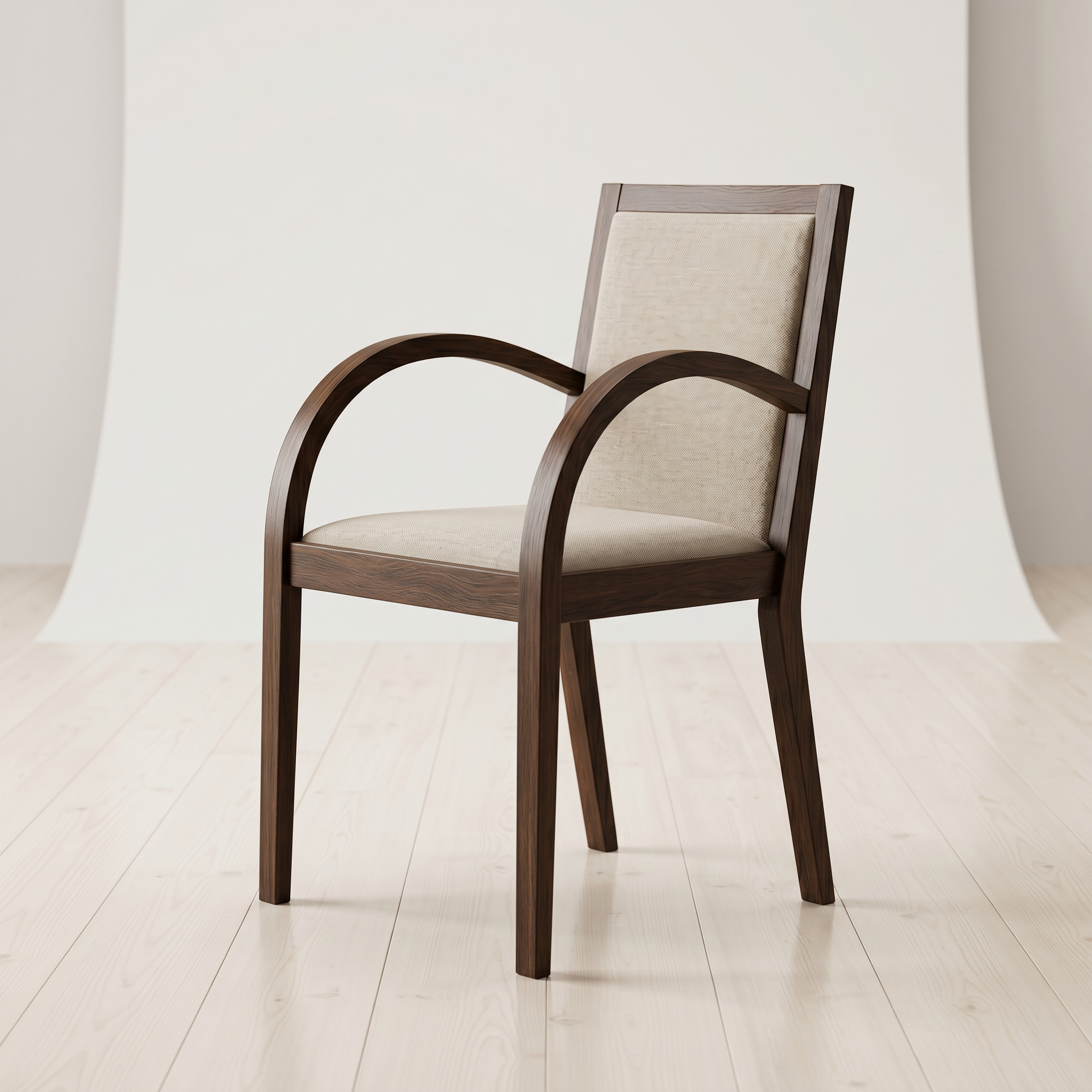Luna Armchair Wood Textile Beige