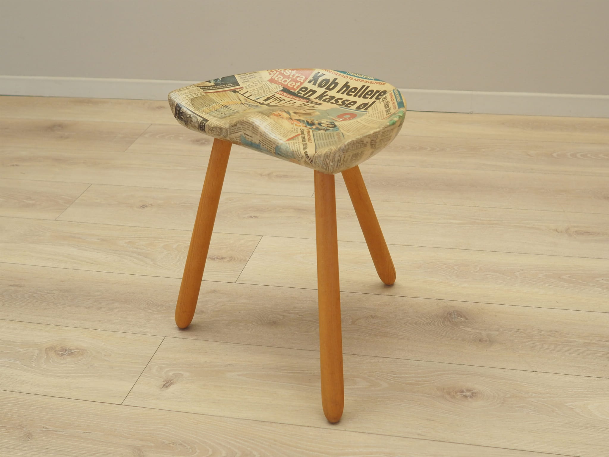 Vintage stool wood brown 1950s