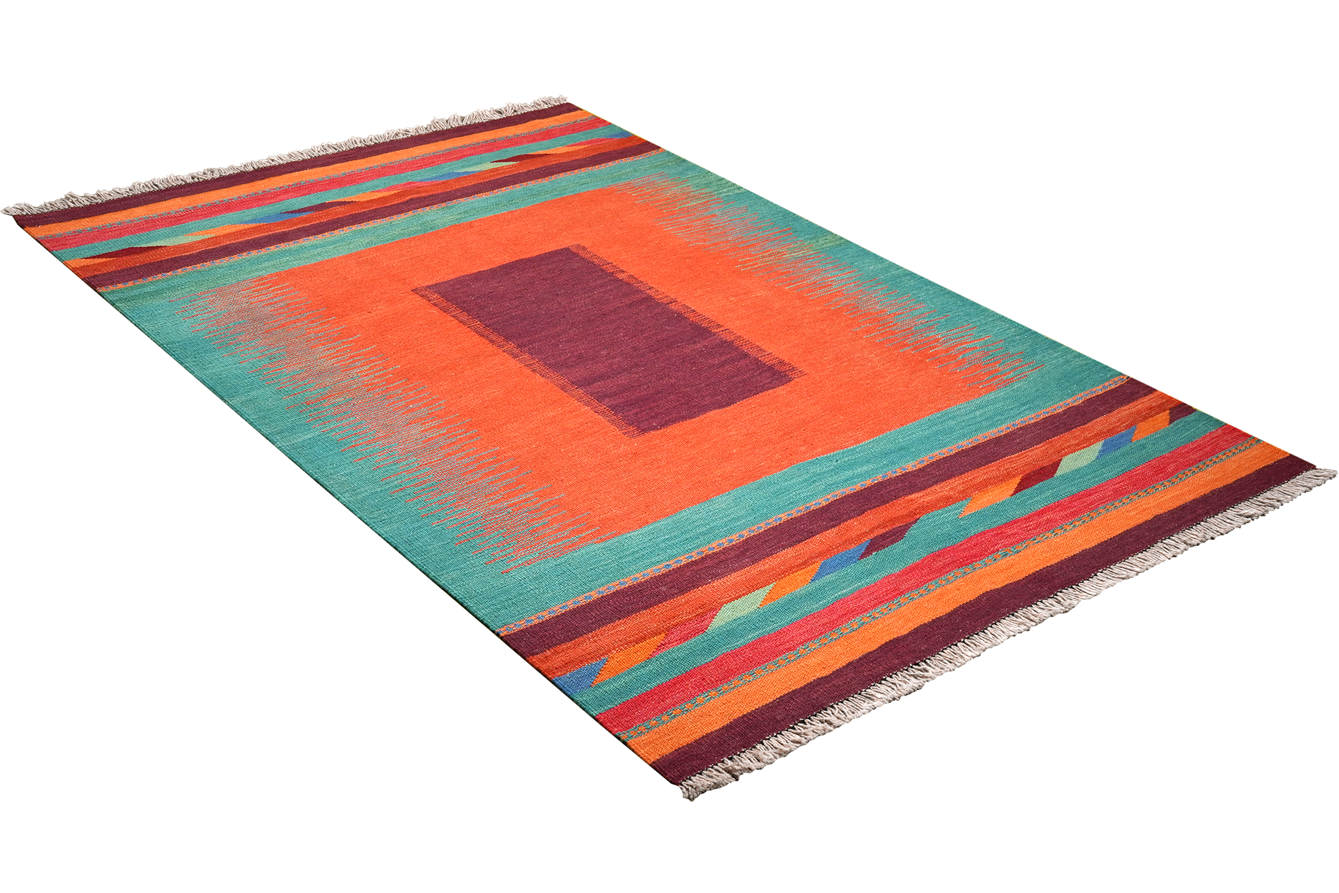 Kilim Gashgai Teppich Orange Blau