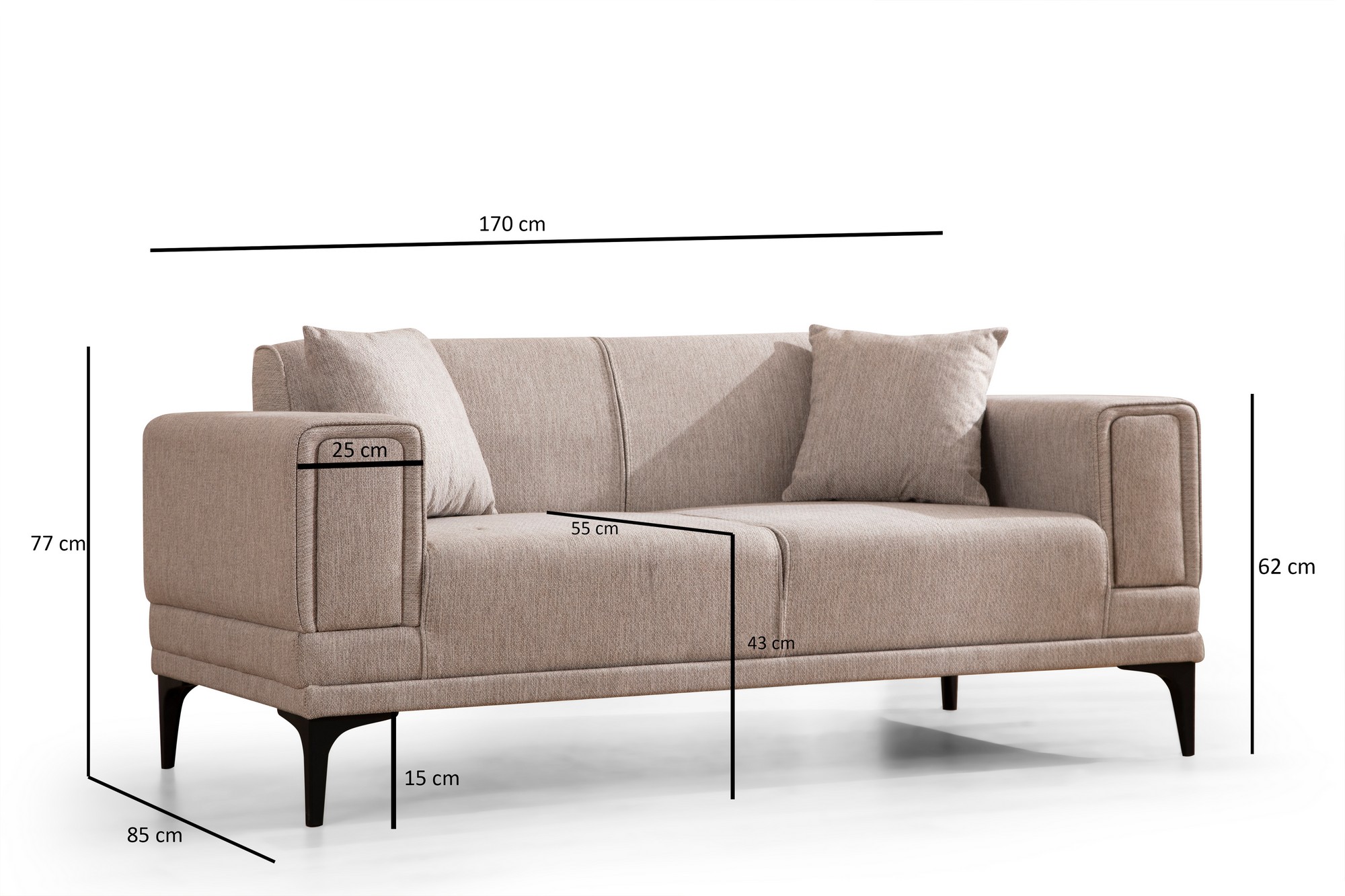 Horizon 2-seater sofa light brown