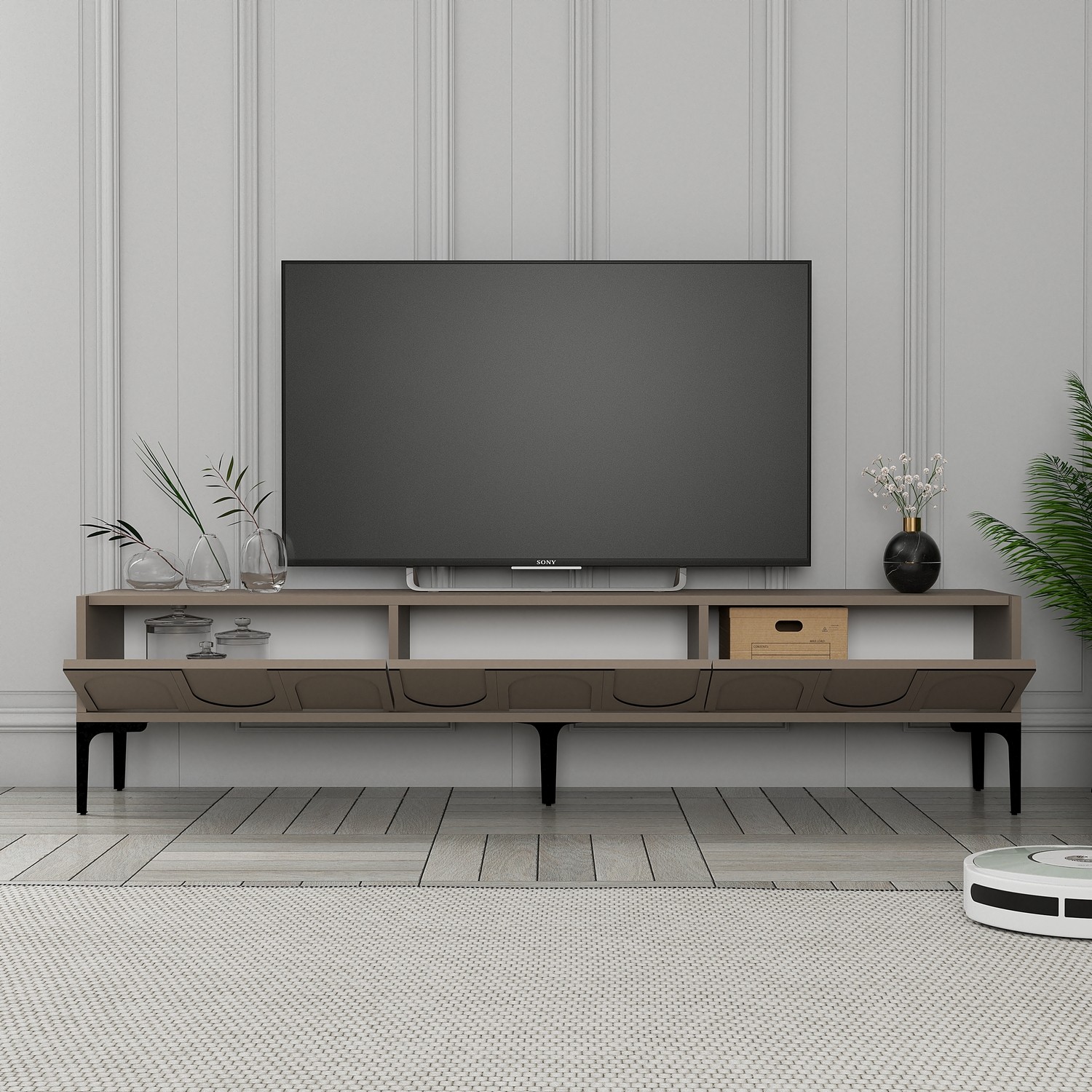 Lyon 42 TV cabinet wood veneer Atlas Black