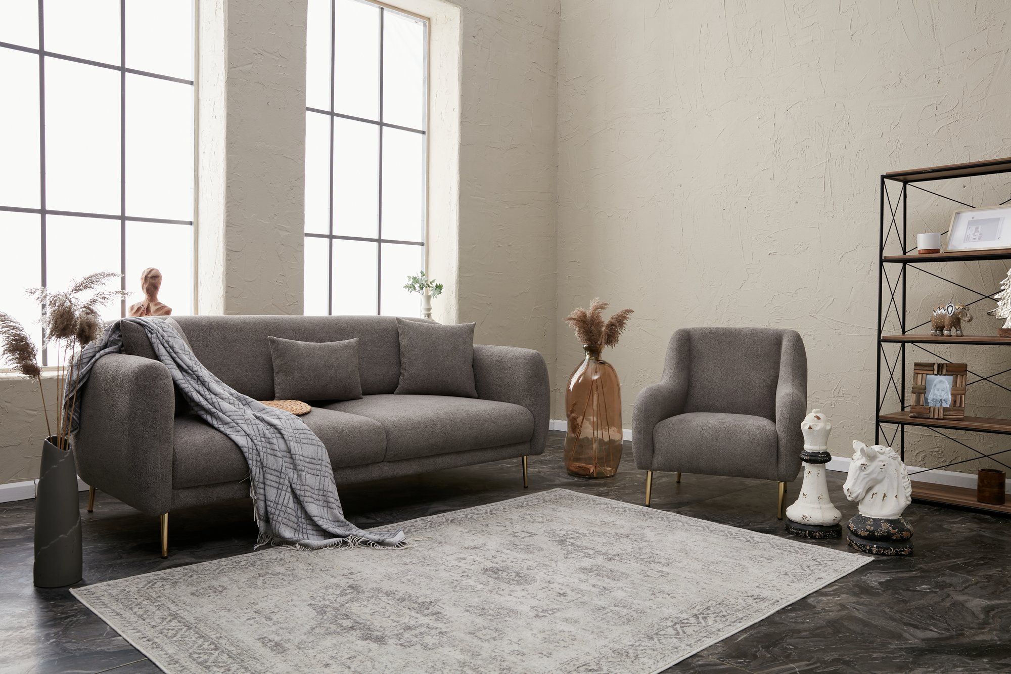 Simena Sofa 3-Sitzer Grau