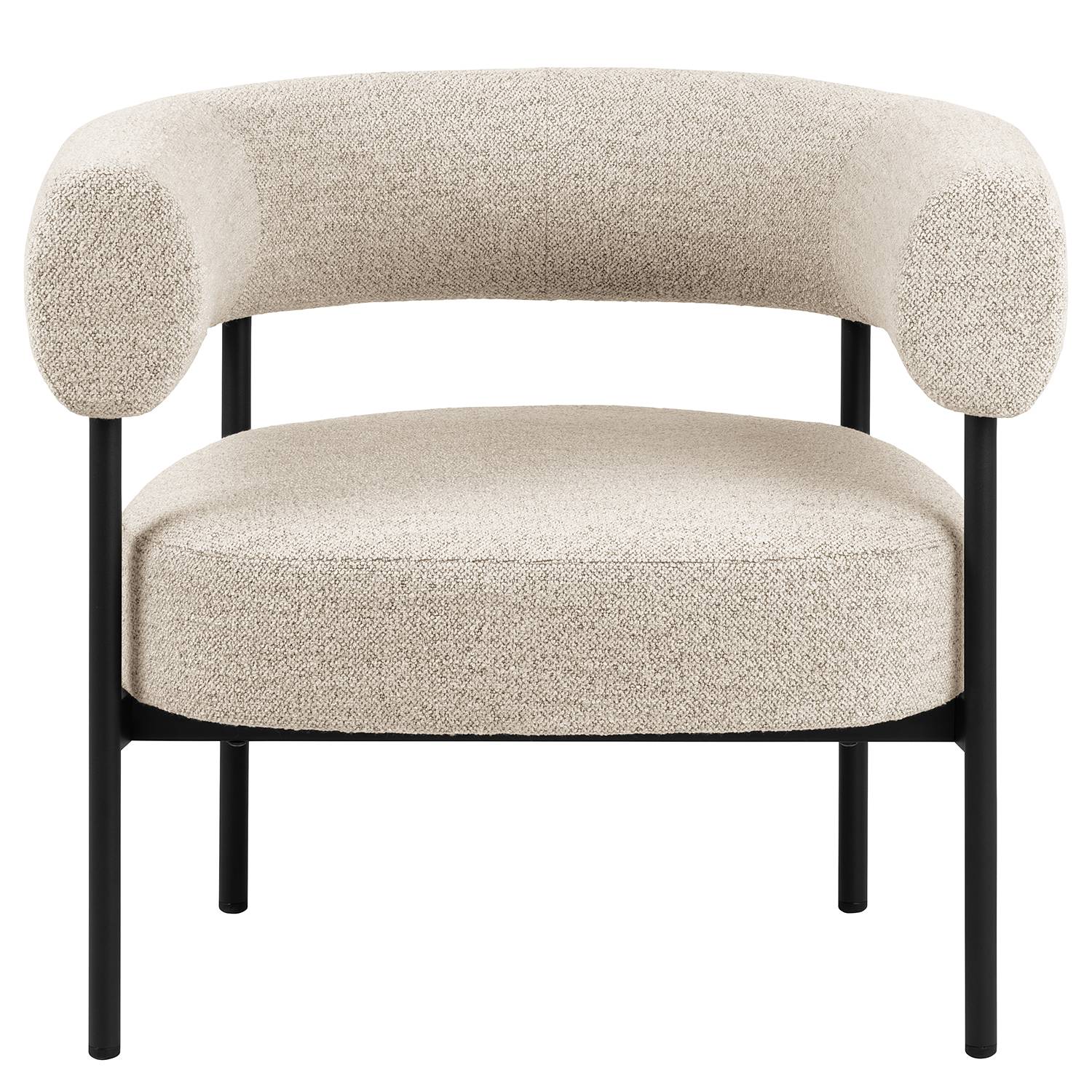 Loungesessel Kerame Bouclé Stahl Beige Schwarz