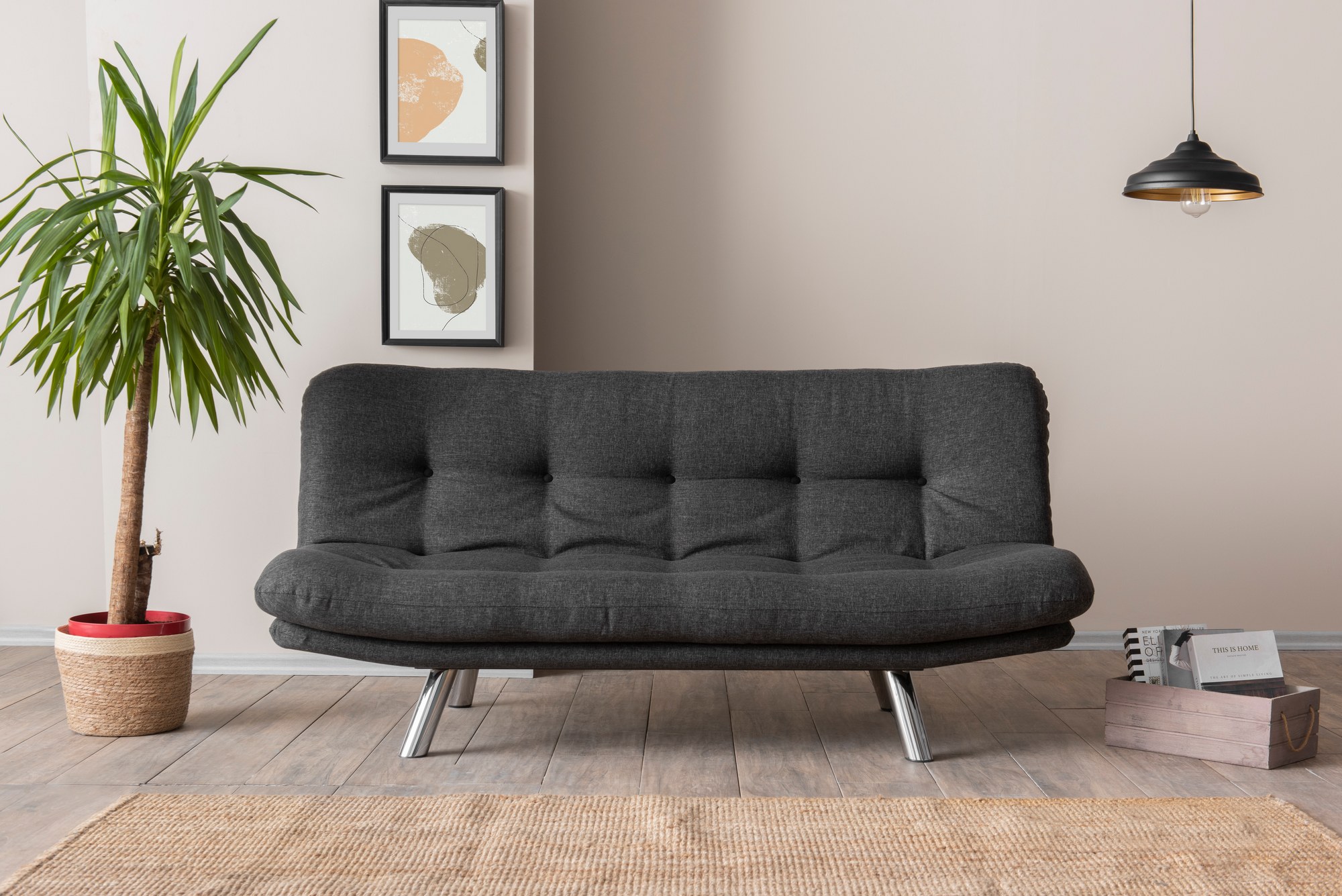 Misa Small Sofa Bed 3-seater Dark Grey