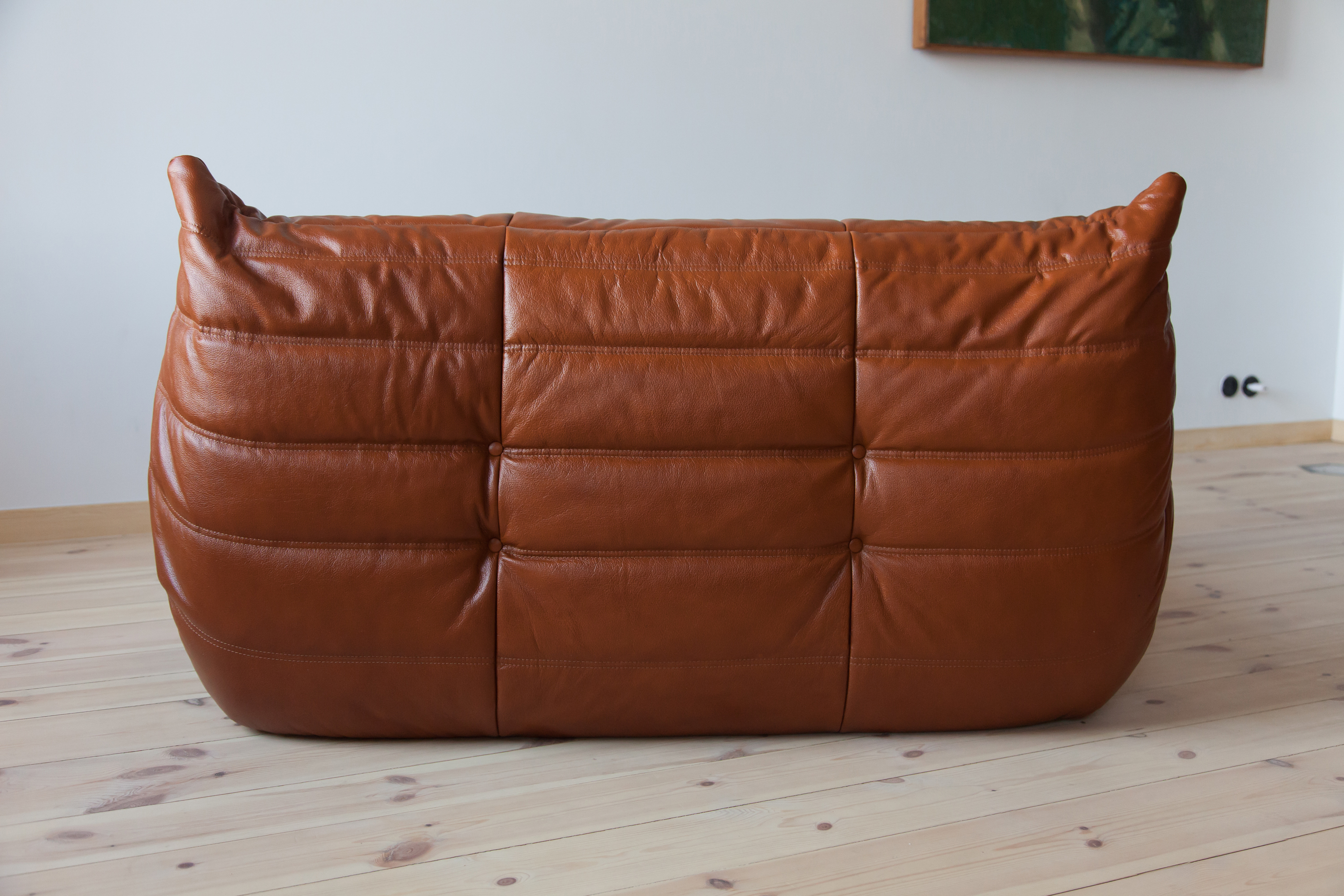 Togo Sofa 2-Sitzer Hochglanzleder Whiskybraun