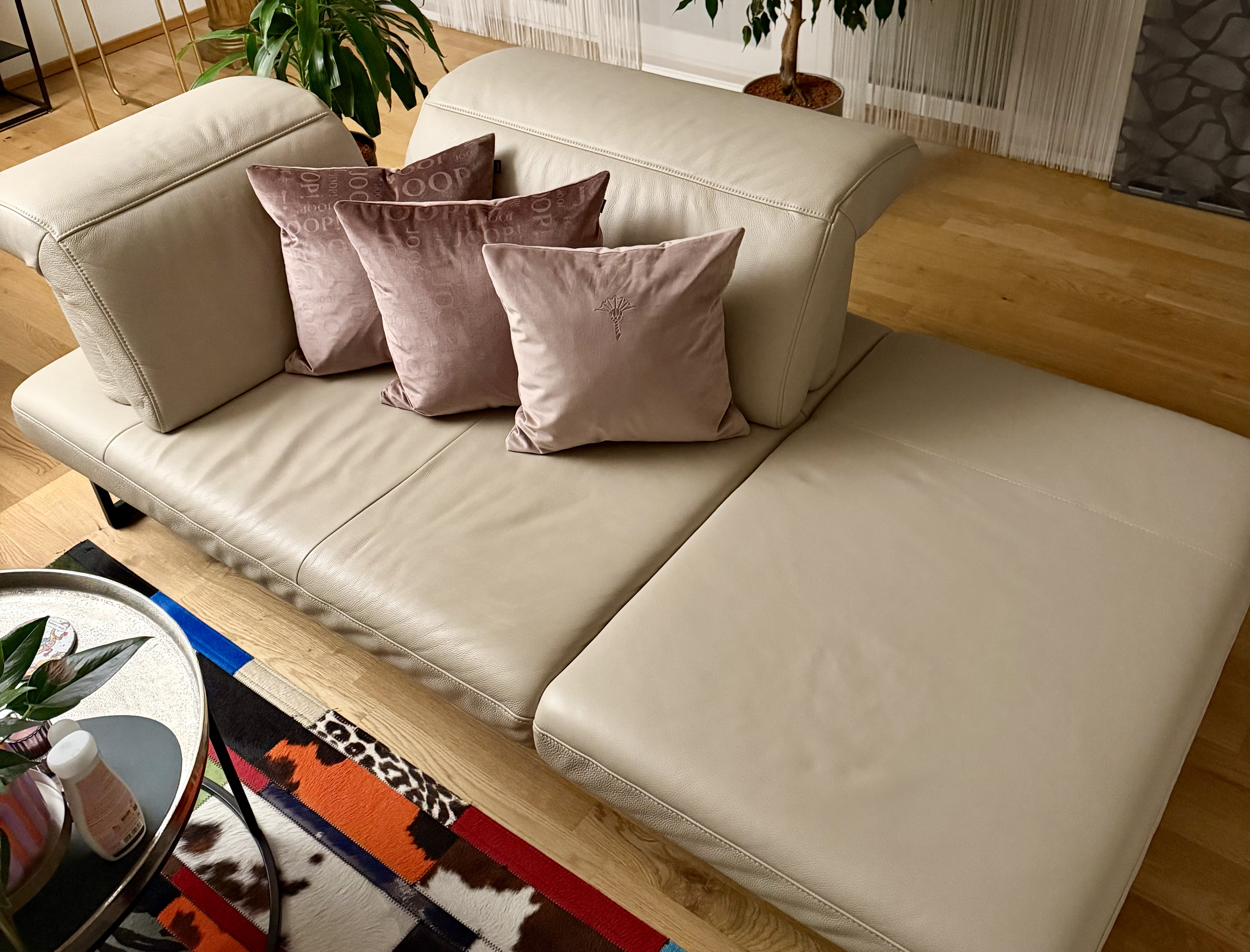 Récamiere und Sessel Leder Beige 