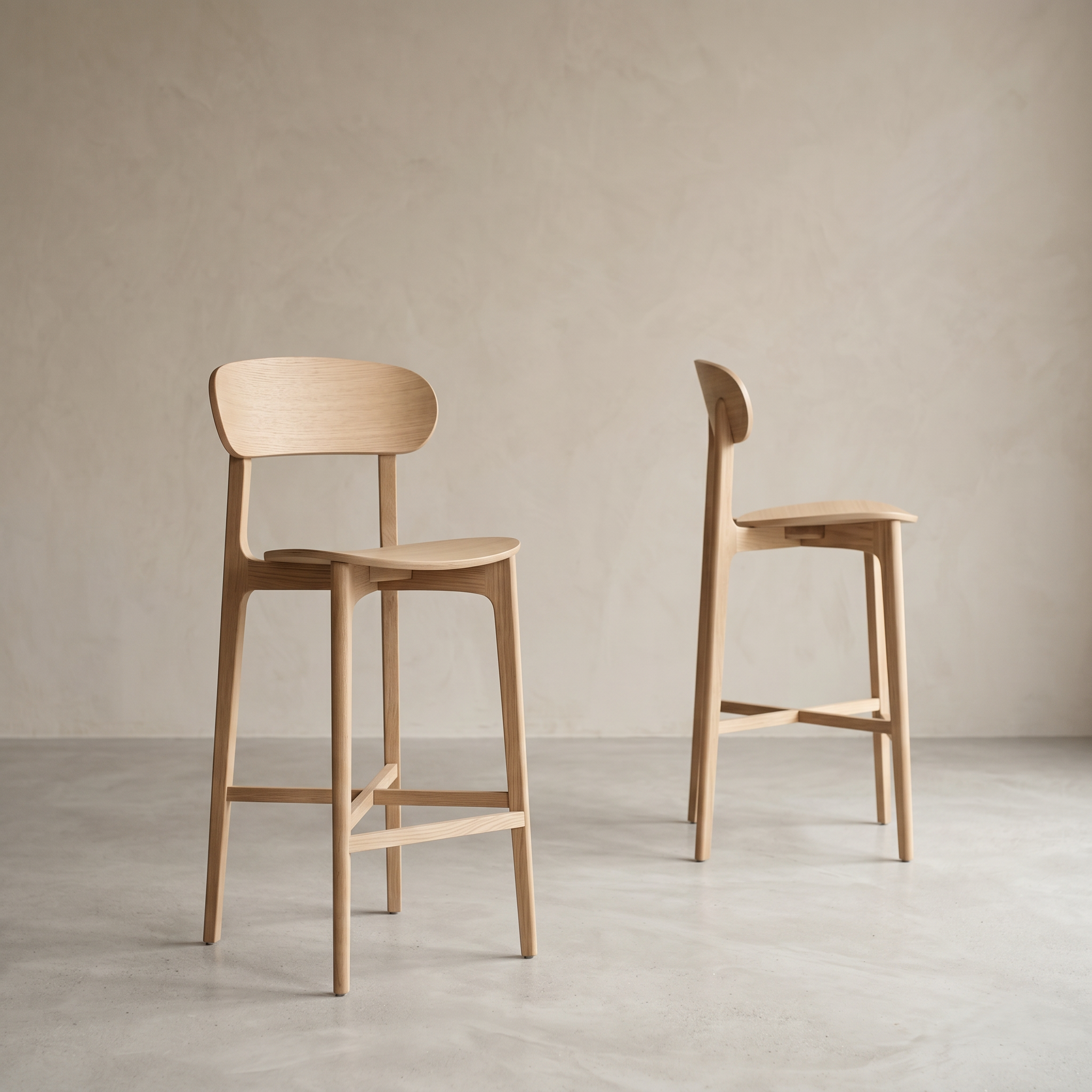 2x Gem Bar Stool Ash Wood Natural