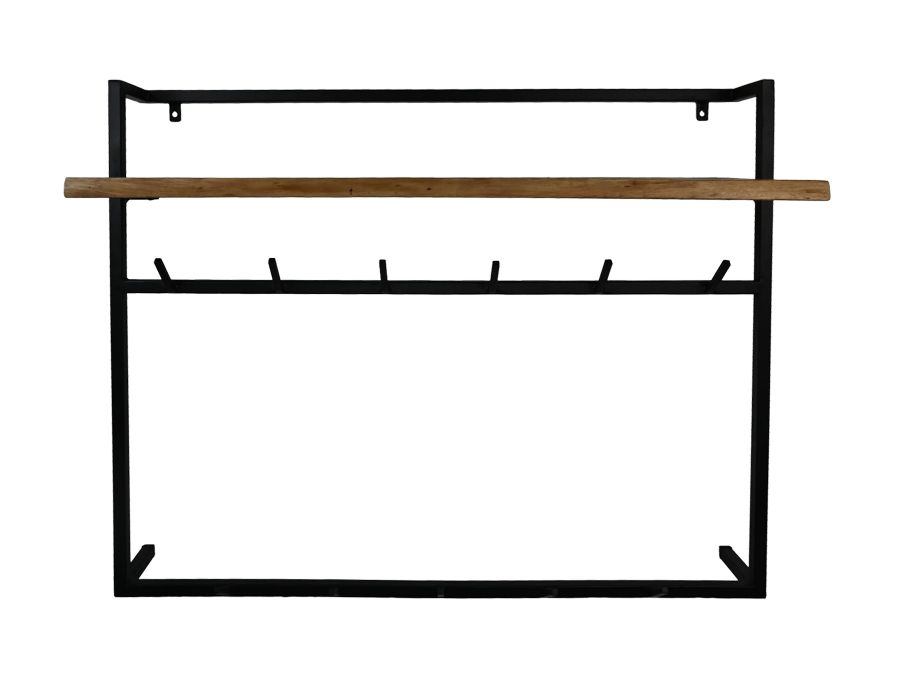 Wandgarderobe mit Regal Akazienholz Metall
