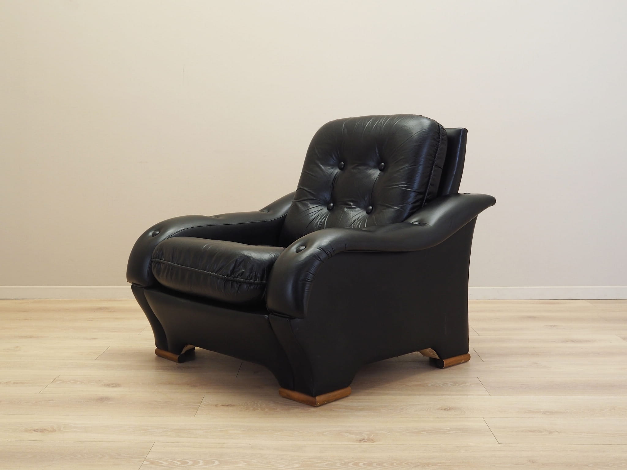 Armchair Faux Leather Black 1980s