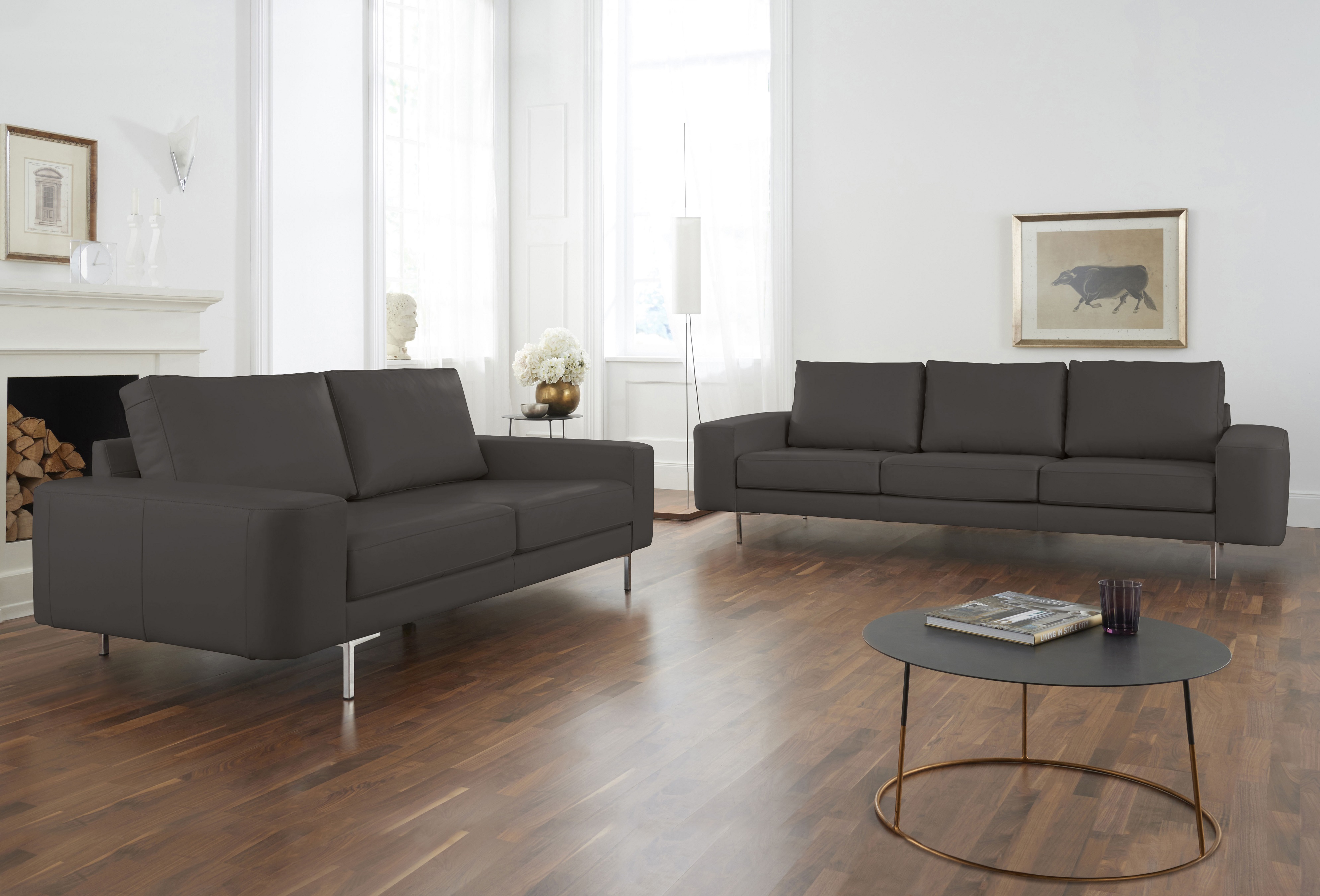 Lexgaard Sofa 2-Sitzer Leder Metall Braun