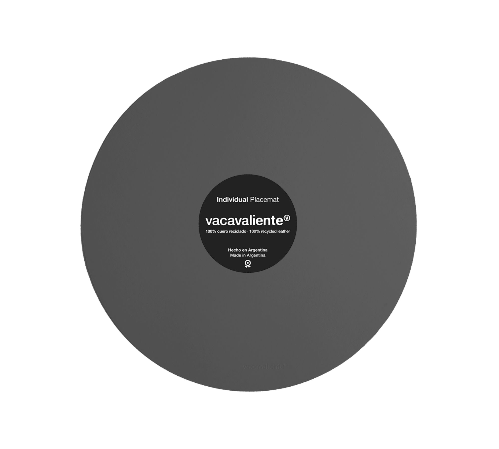 Rundes Tischset Ruca 100% Recyceltes Leder Grau