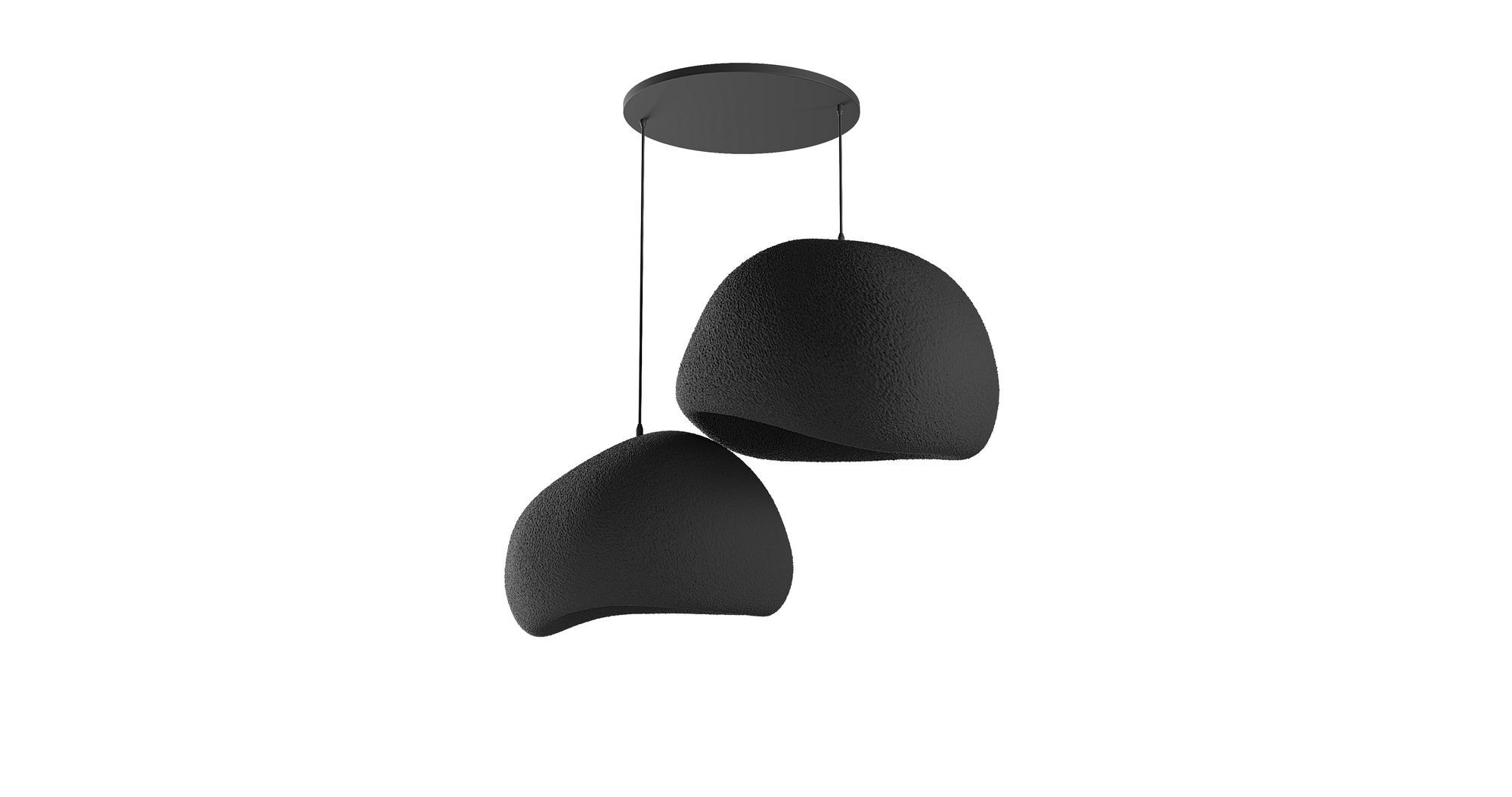 2-Flammig Wabi Sabi Chalkforms Pendelleuchte Schwarz