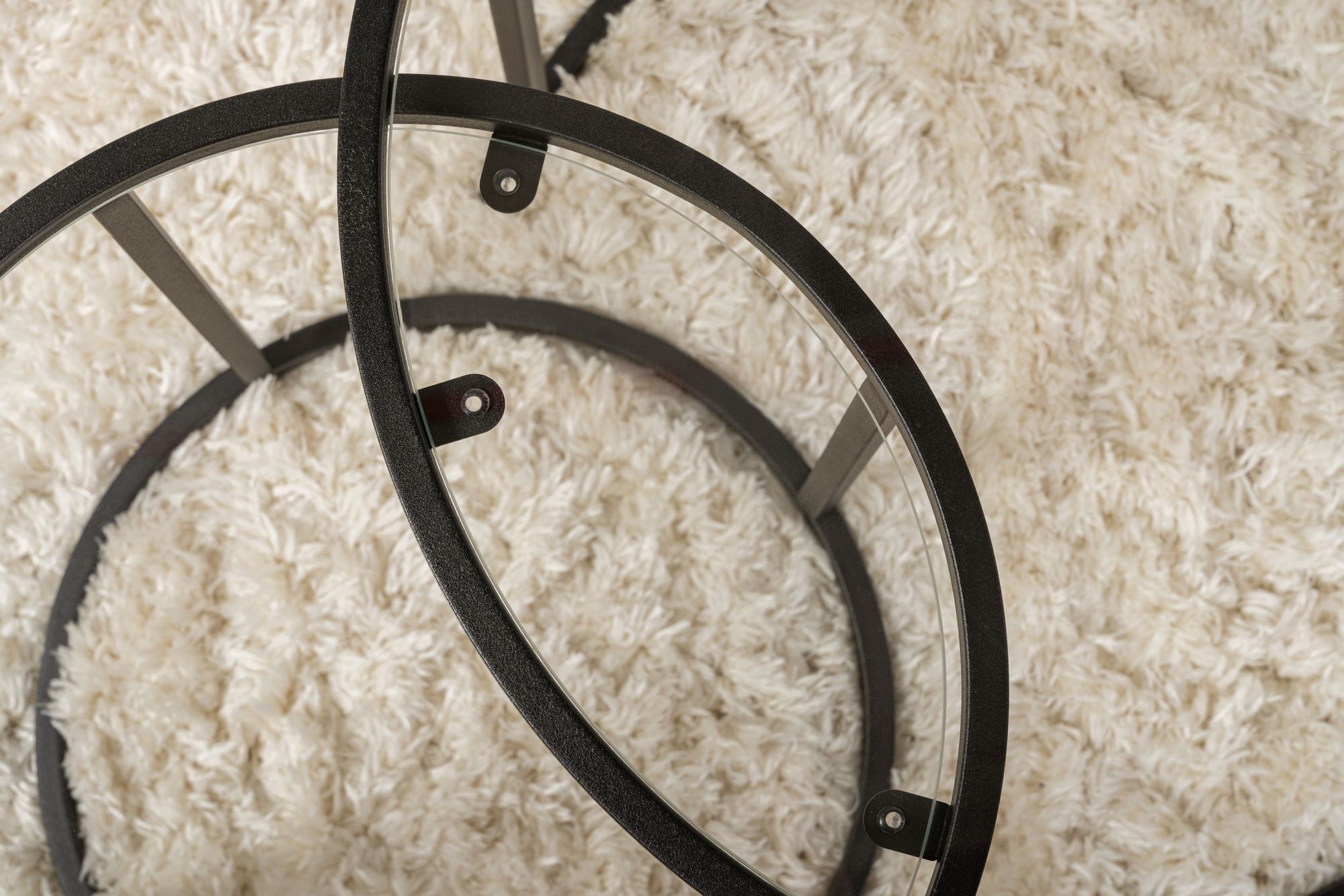 2x Aurum Couchtisch-Set Gold Transparent 80cm Ø60cm Ø42cm