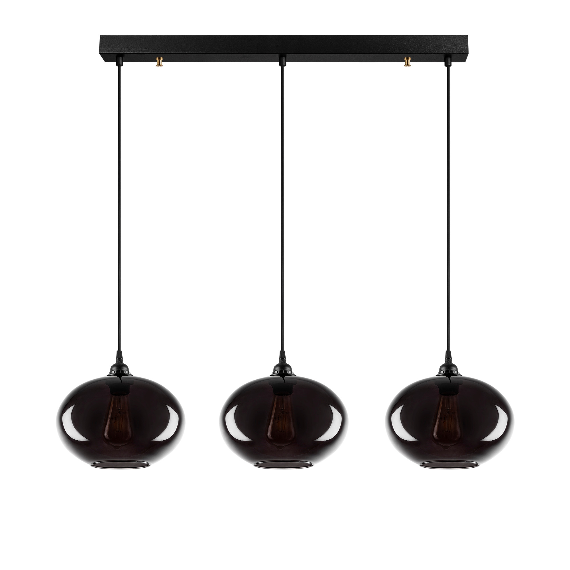 Pendant lamp 3 elements metal smoke-colored