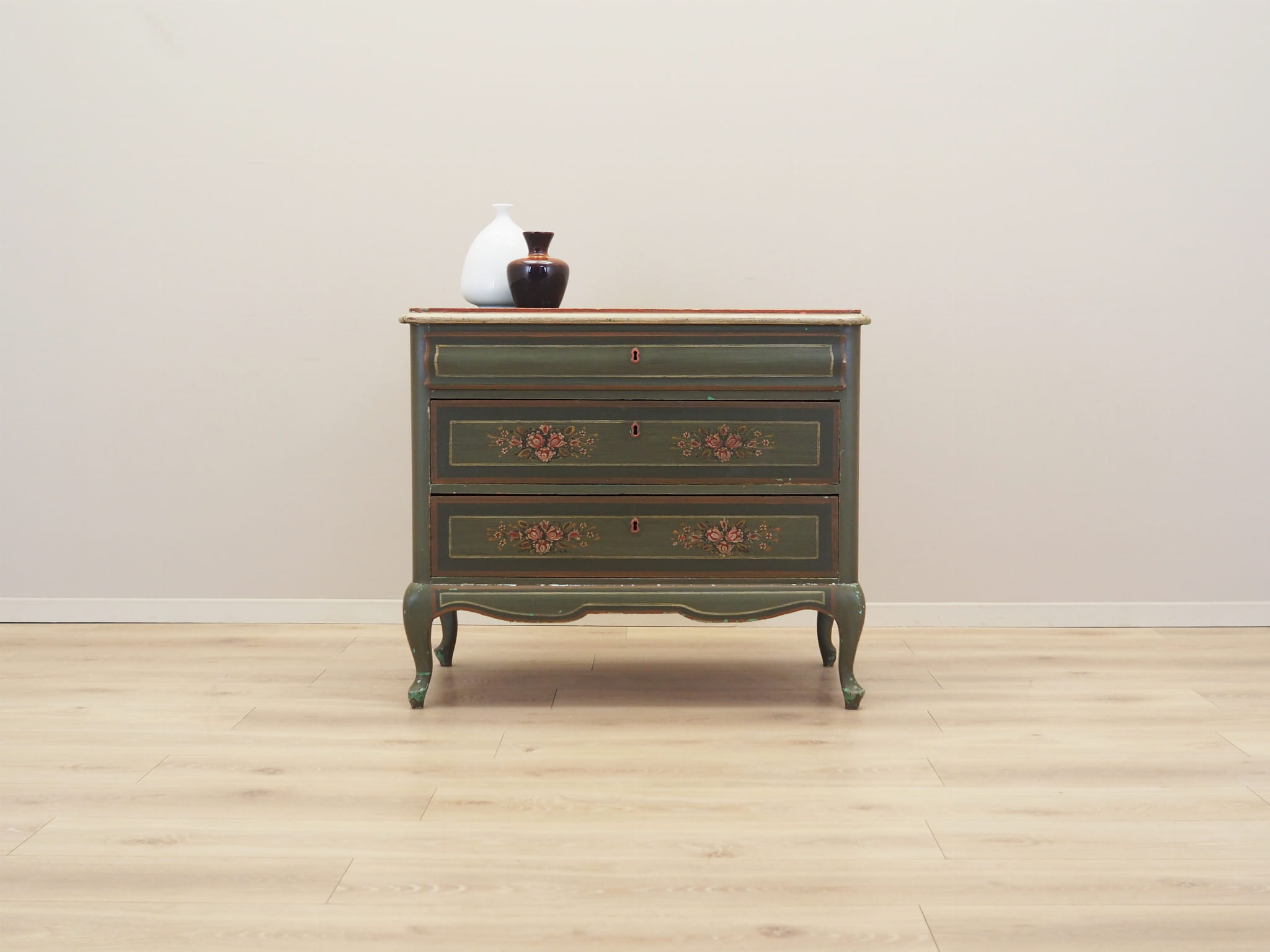 Vintage Kommode Kiefernholz Grün 1950er Jahre