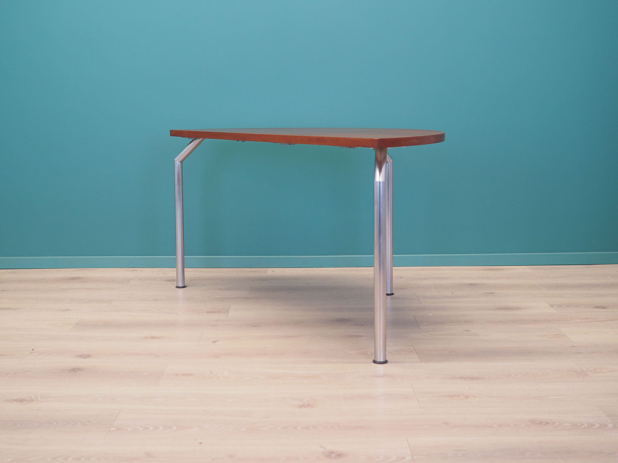 Tavolo Vintage Semicircolare Teak Metallo Marrone Anni '70